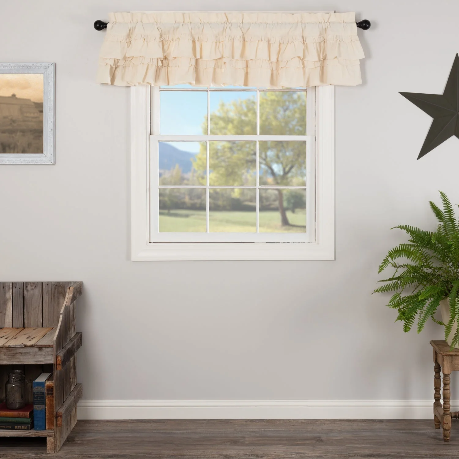 Muslin Ruffled Unbleached Natural Valance