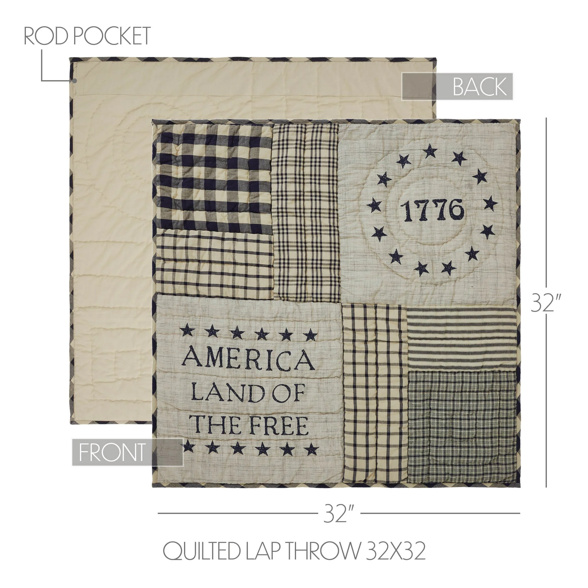 America Land Of The Free 1776 Quilted Lap Throw - Image 2
