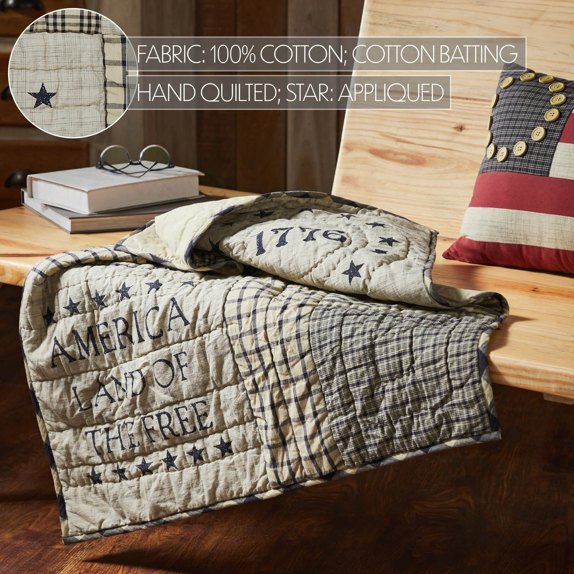 America Land Of The Free 1776 Quilted Lap Throw - Image 4