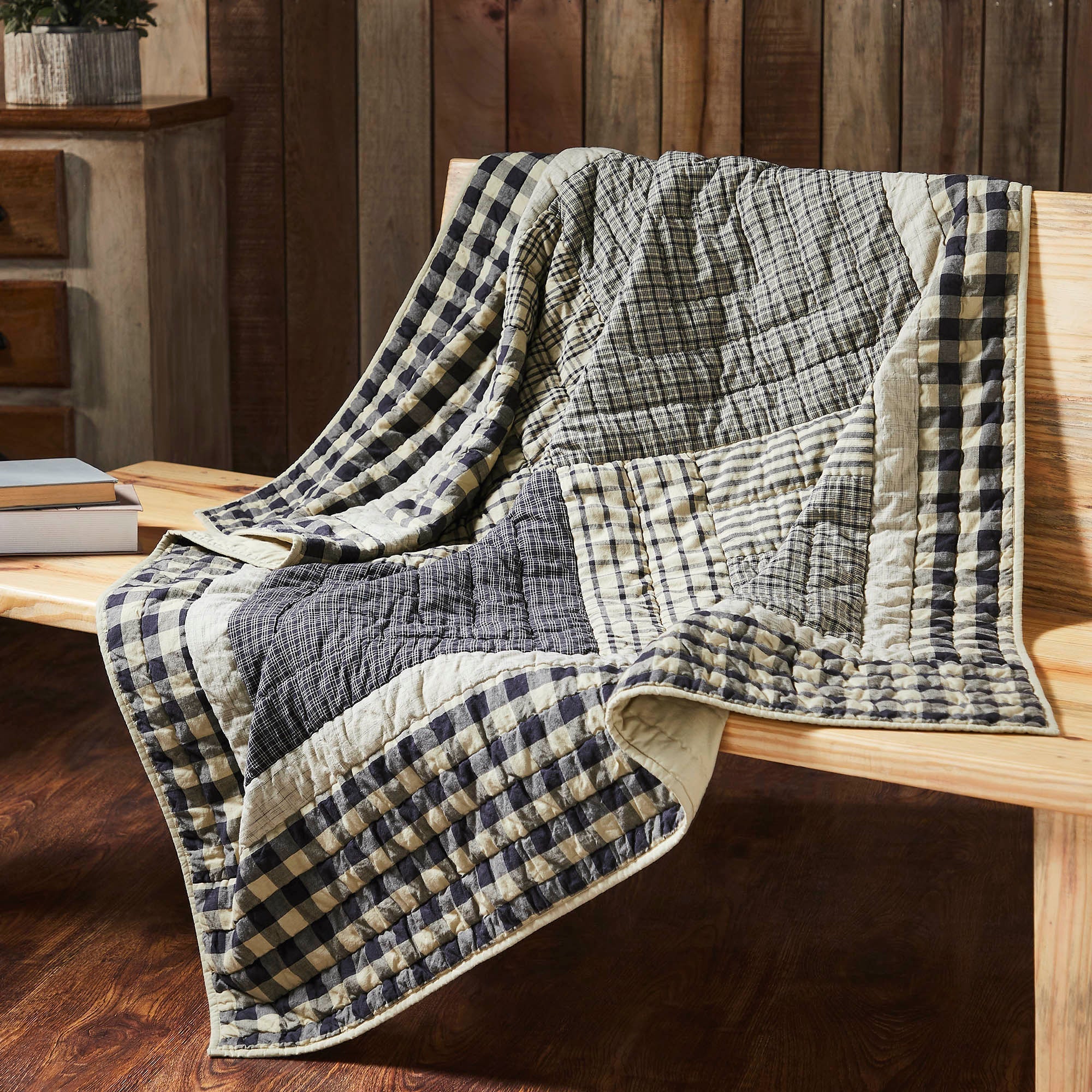 My Country Navy & Khaki Quilted Throw