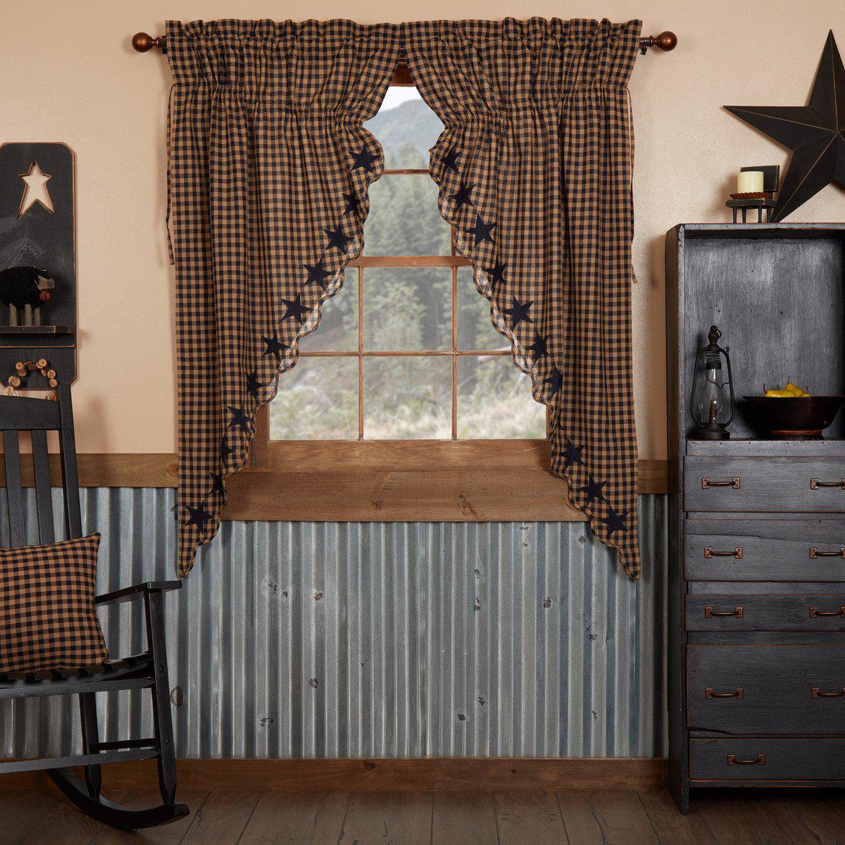 Navy Star Prairie Curtains