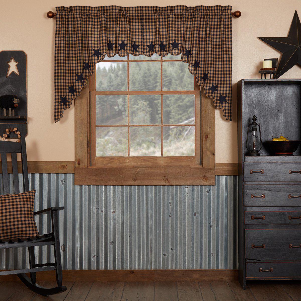 Navy Star Swag Curtains