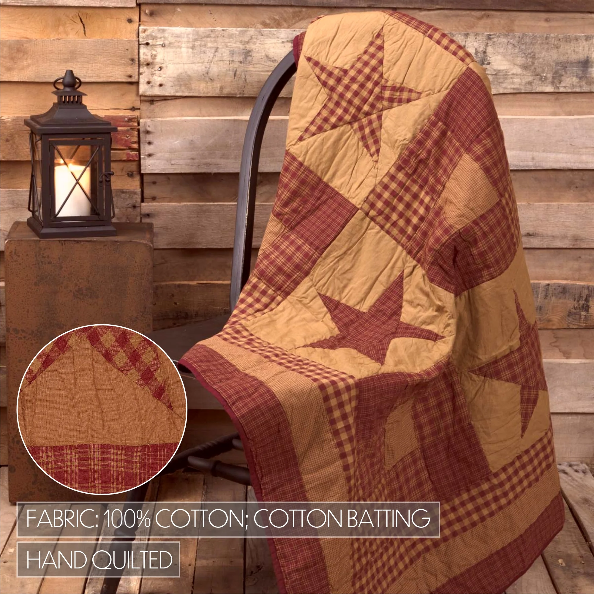 Bedford Burgundy Star Quilted Throw - Image 8