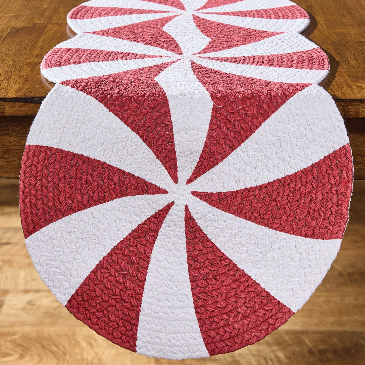 Peppermint Candy Braided Table Runner