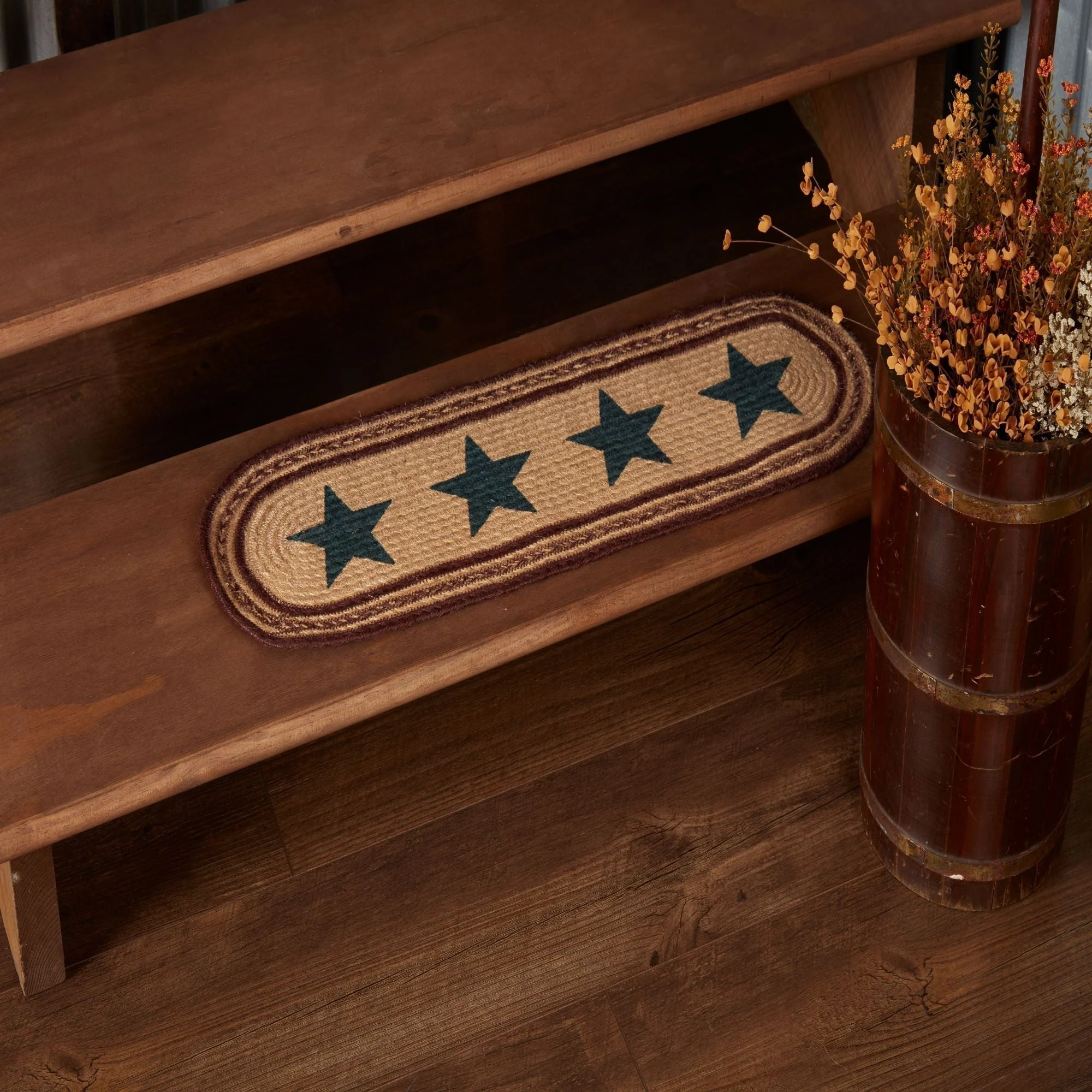 Navy Star Stair Tread Rug - Oval
