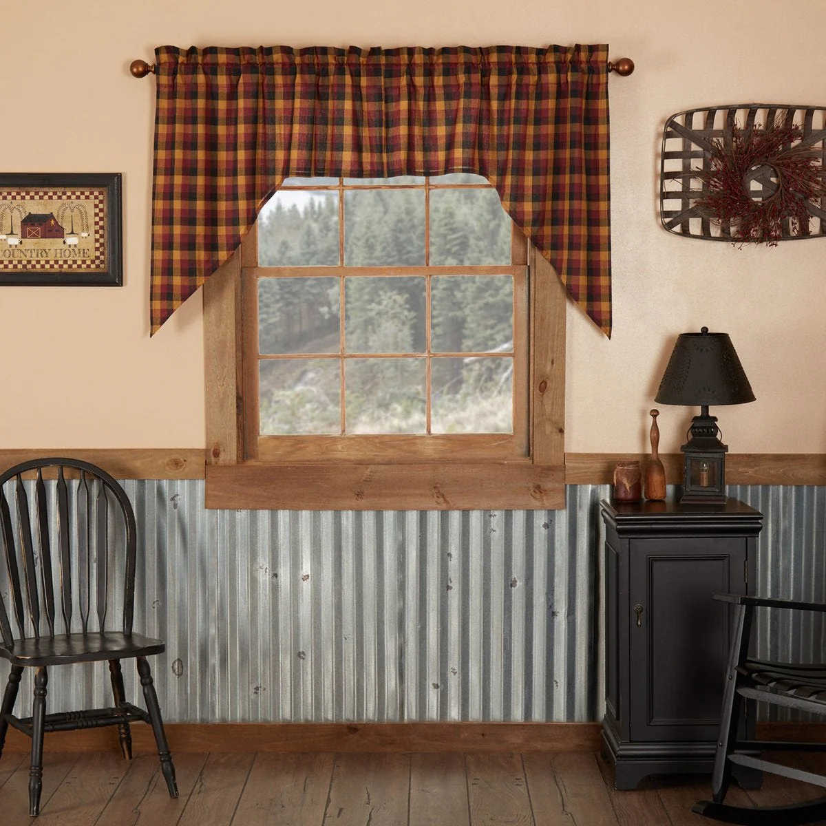 Heirloom Farm Primitive Check Swag Curtains