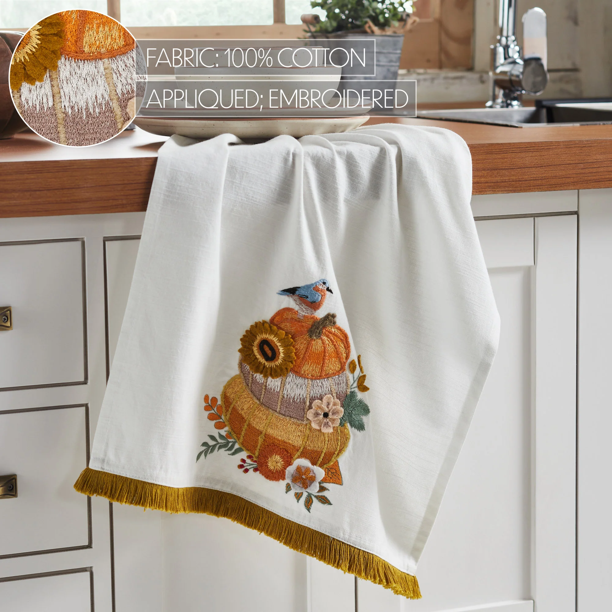 Pumpkin Floral Tea Towel - Image 3