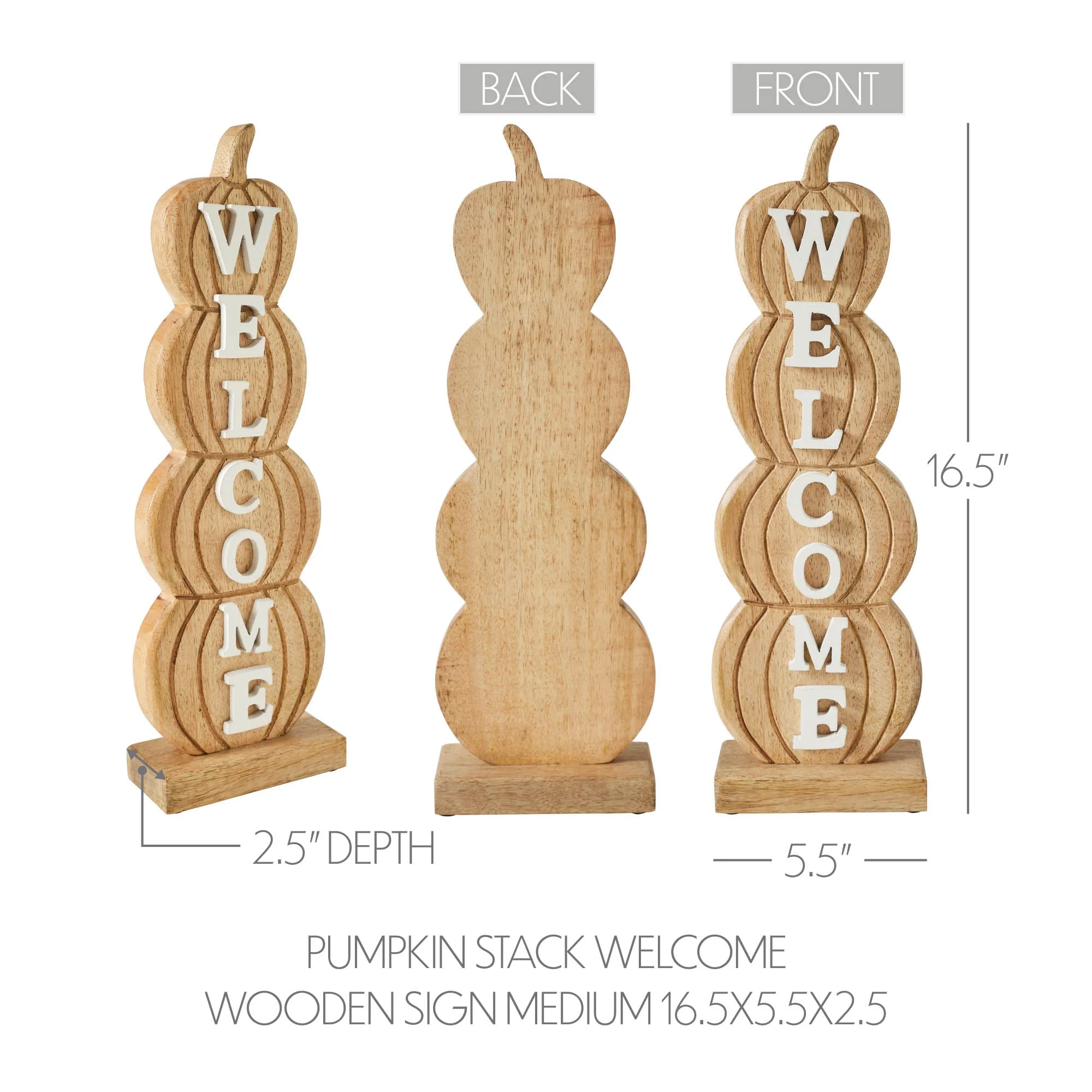 Pumpkin Stack Welcome Wooden Sign - Image 3