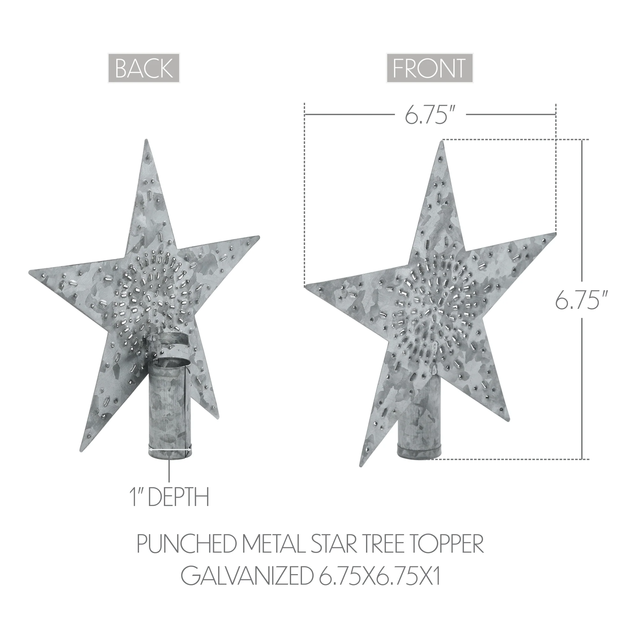 Punched Metal Star Tree Topper Galvanized - Image 2