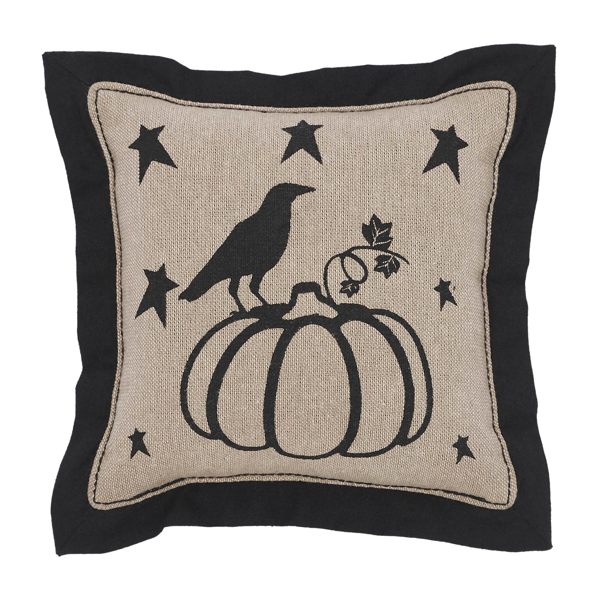 Raven Harvest Primitive Pumpkin Pillow 6x6 - Image 3
