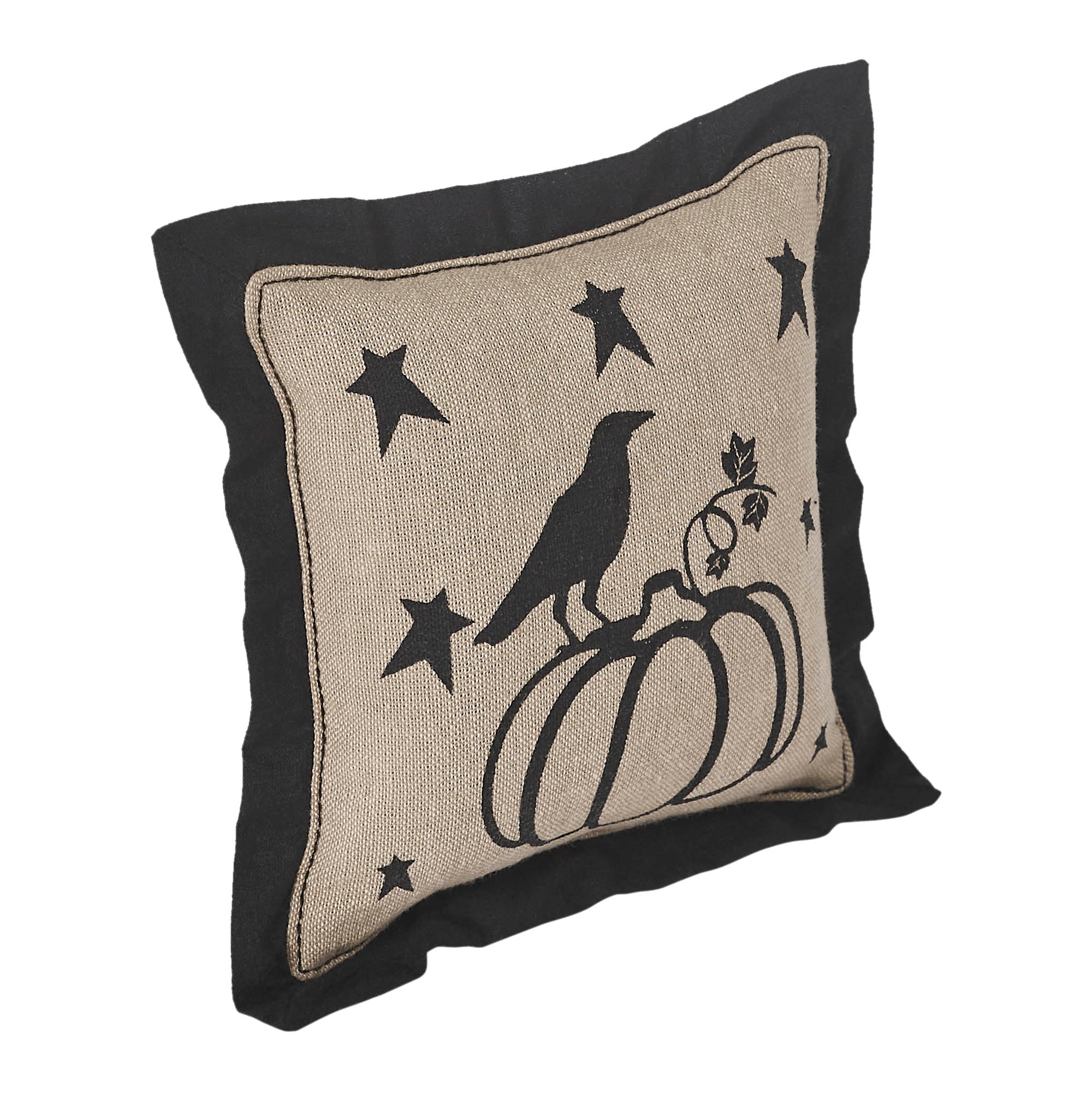 Raven Harvest Primitive Pumpkin Pillow 6x6 - Image 5