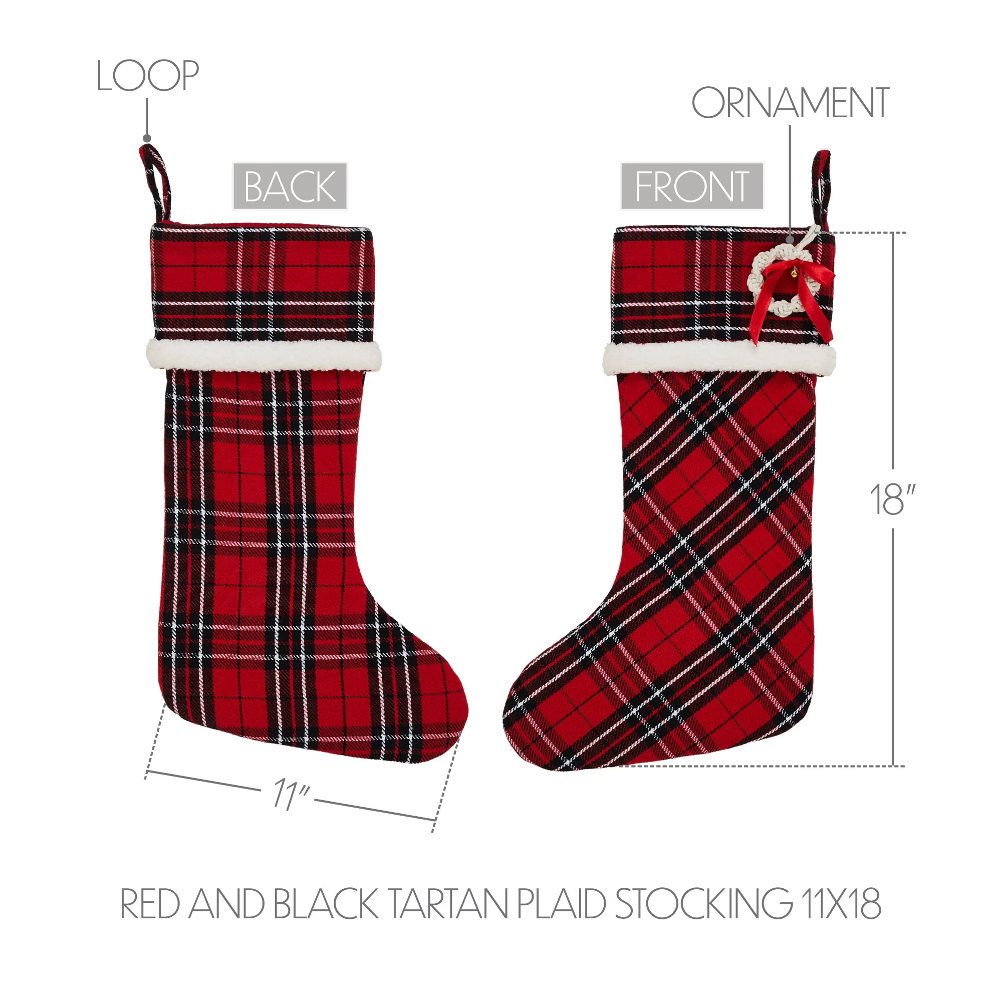 Red and Black Tartan Plaid Stocking - Image 2