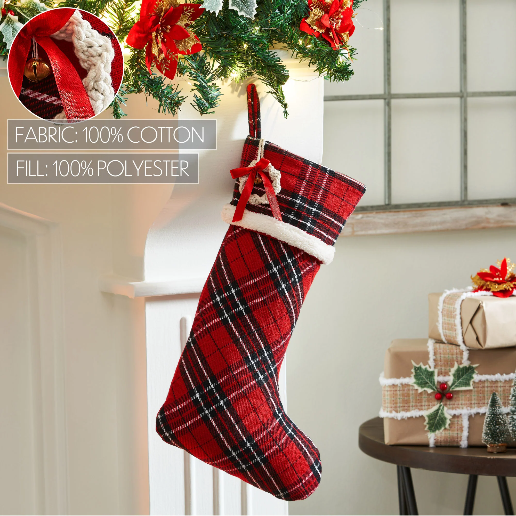 Red and Black Tartan Plaid Stocking - Image 3