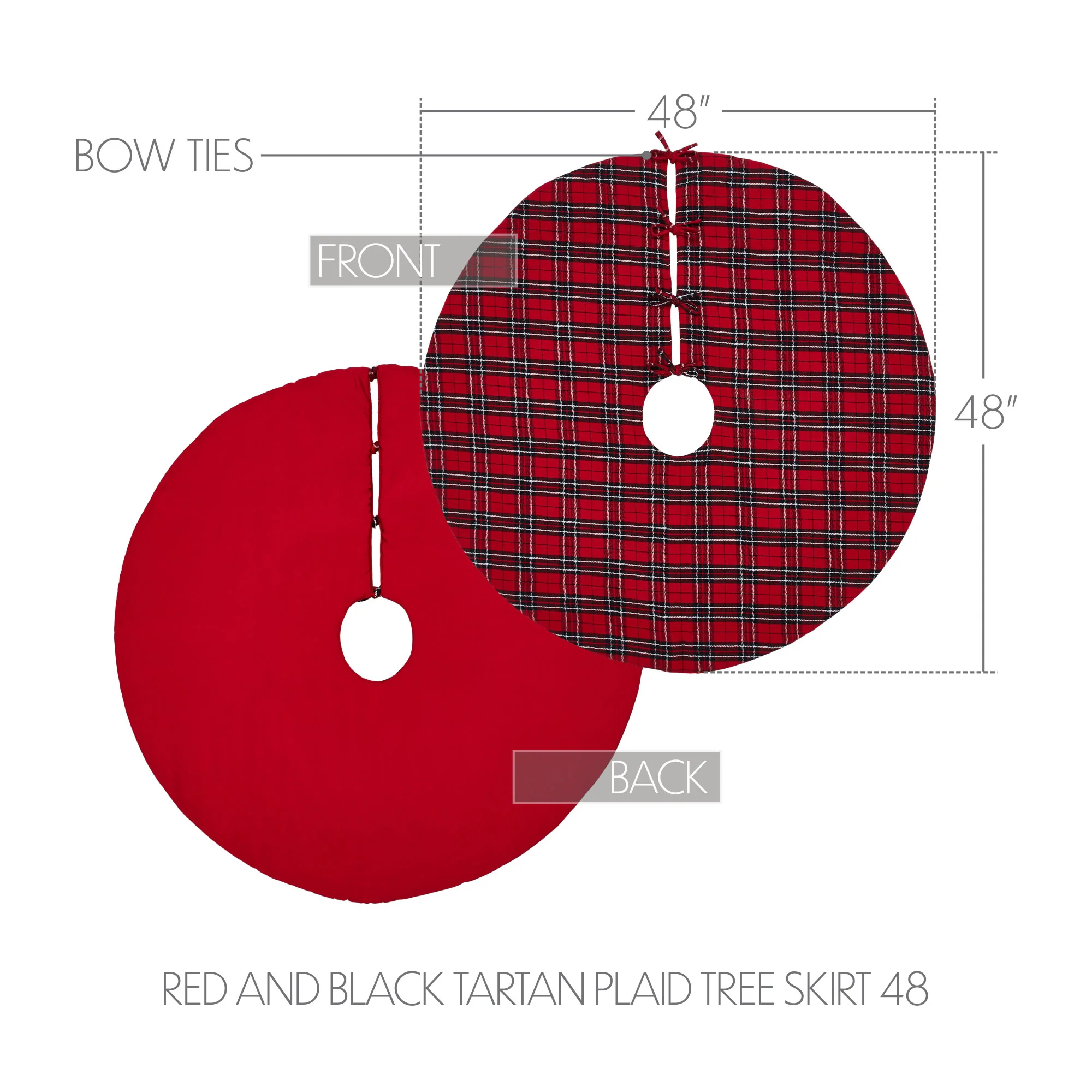 Red and Black Tartan Plaid Tree Skirt 48" - Image 3