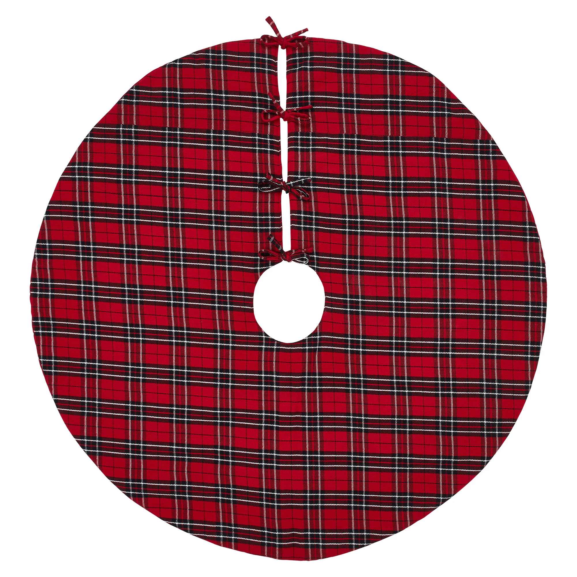 Red and Black Tartan Plaid Tree Skirt 48" - Image 4
