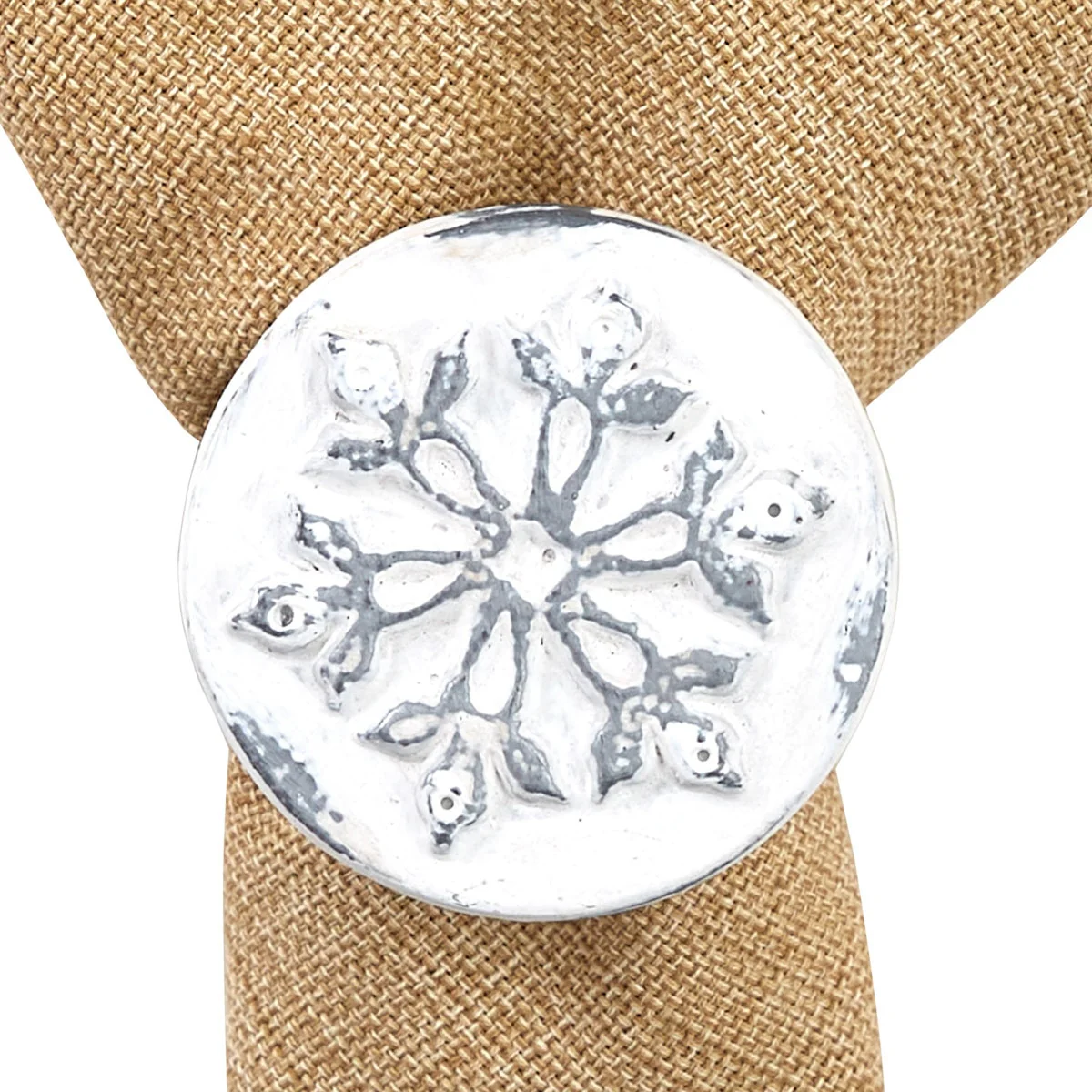 Round Snowflake Napkin Rings - Image 2