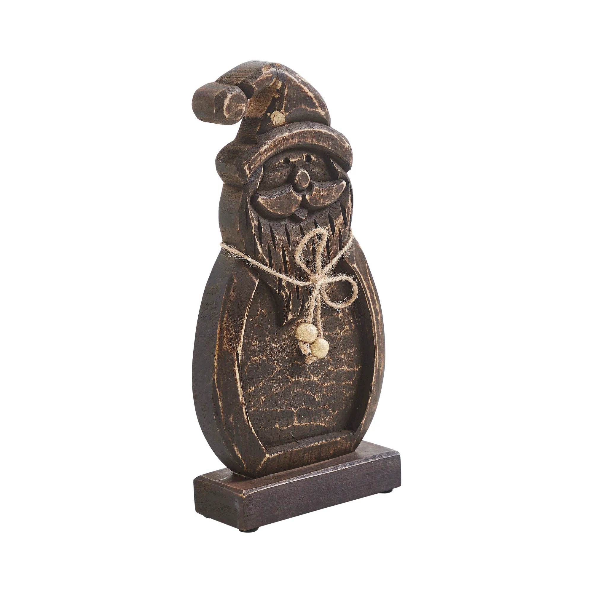 Rustic Cheer Dark Wooden Santa - Image 4