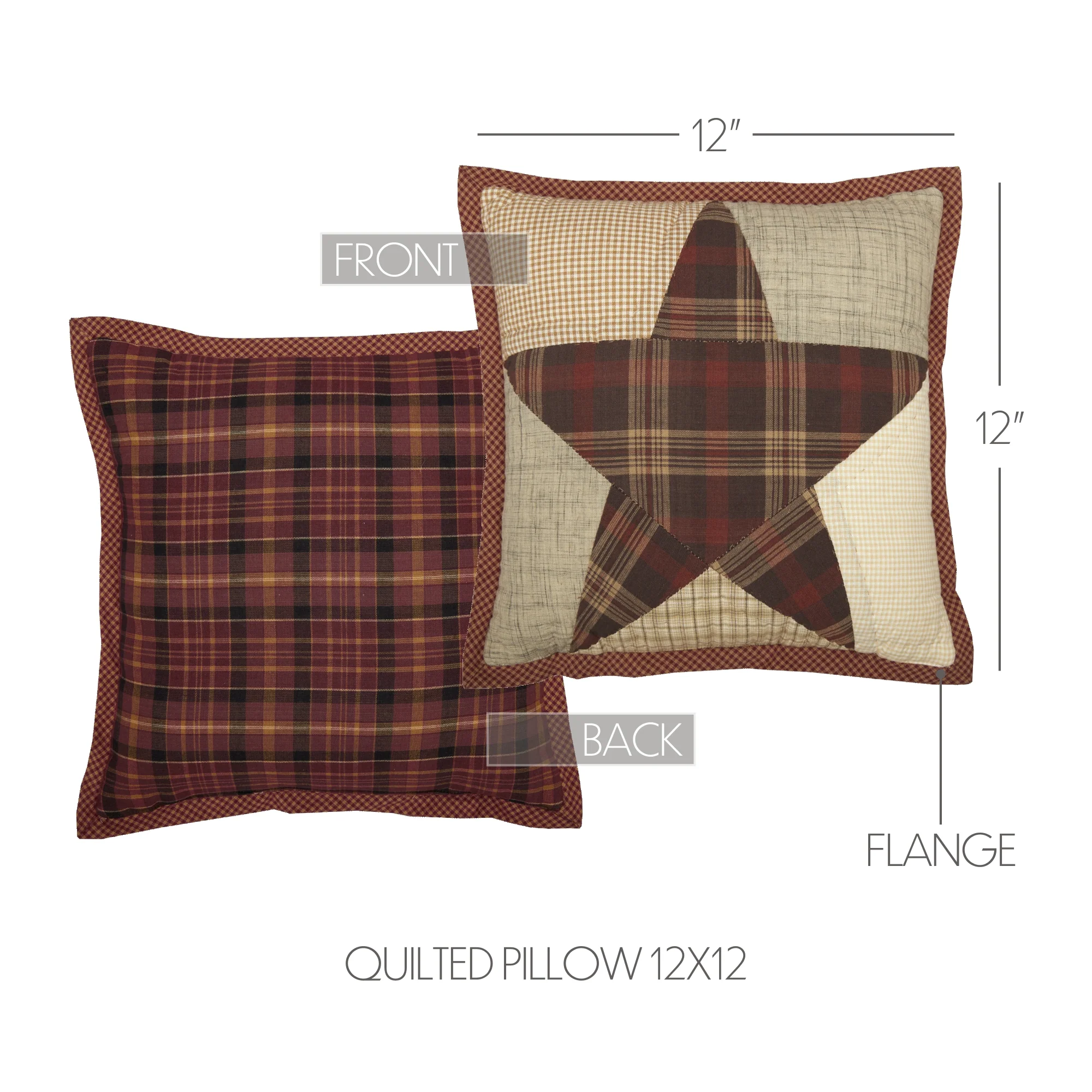 Rustic Star Quilted 12x12 Pillow - Image 3