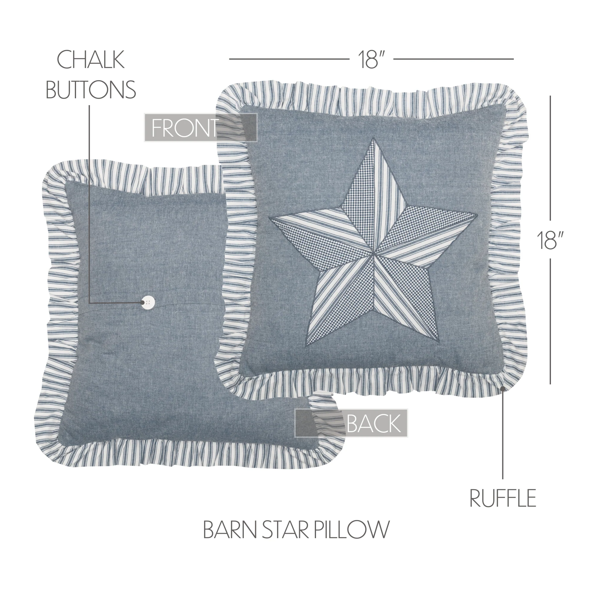 Farmstead Blue Barn Star Pillow - Image 4