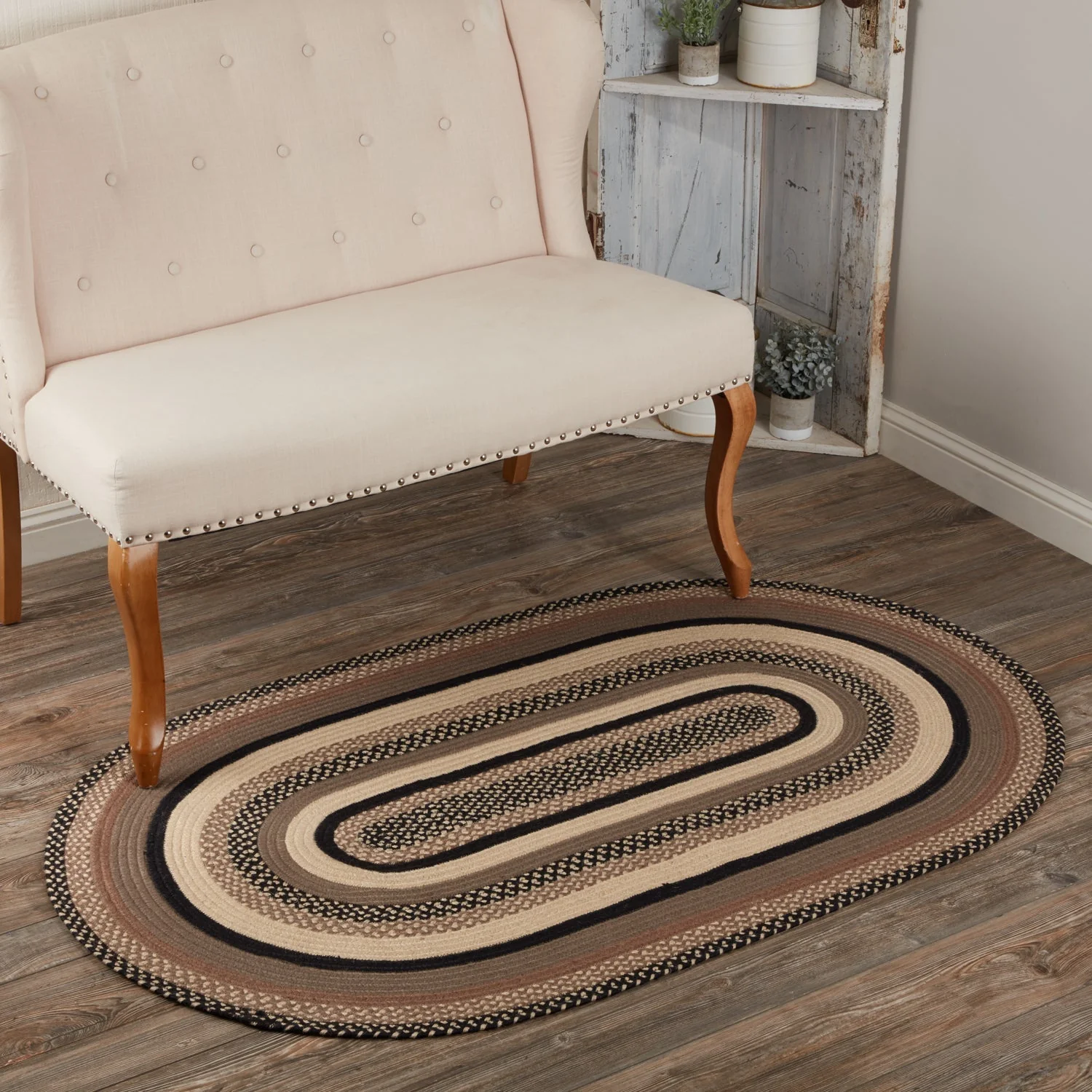 Farmstead Charcoal Collection Braided Rugs - Oval - Image 3