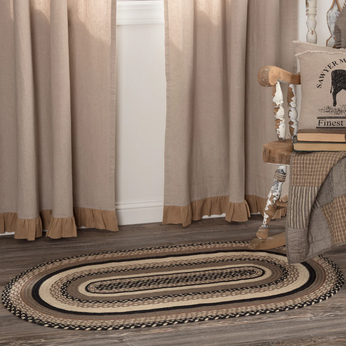 Farmstead Charcoal Collection Braided Rugs - Oval - Image 5