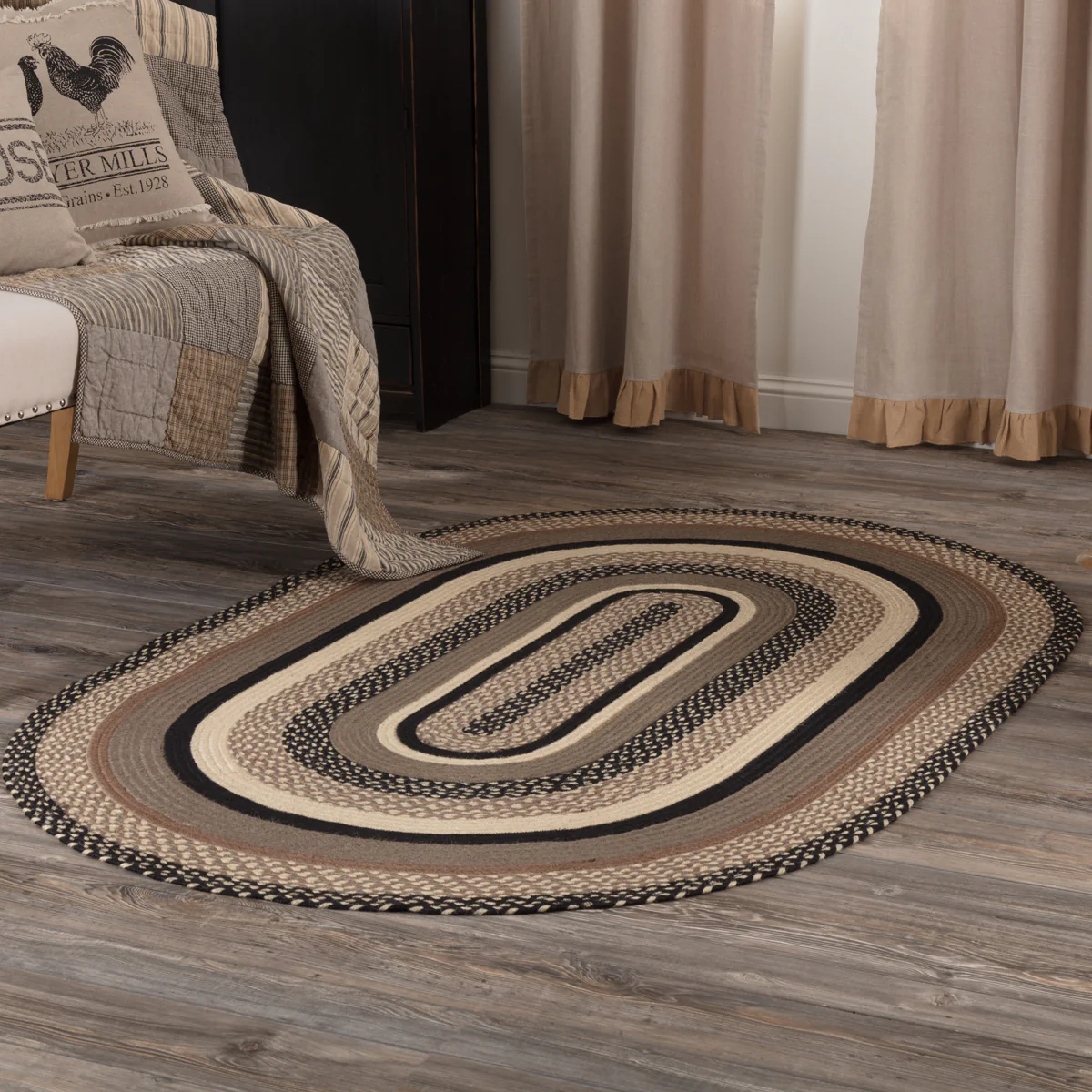 Farmstead Charcoal Collection Braided Rugs - Oval - Image 6