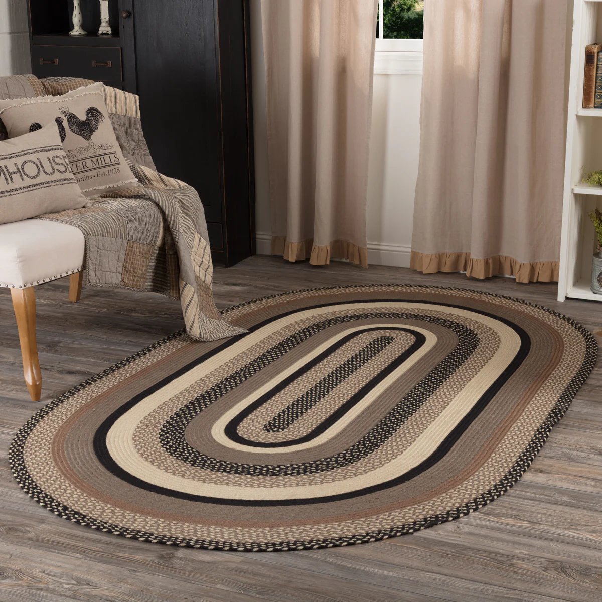 Farmstead Charcoal Collection Braided Rugs - Oval - Image 7