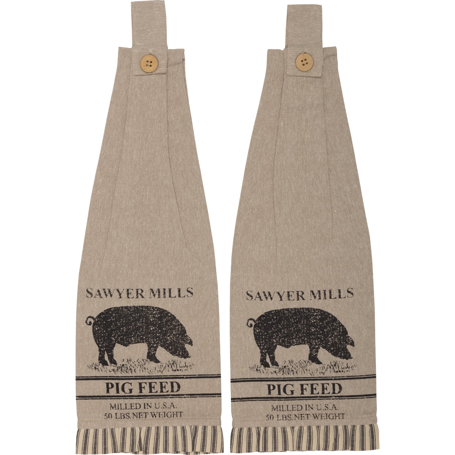 Farmstead Charcoal Kitchen Towels - Pig - Image 6
