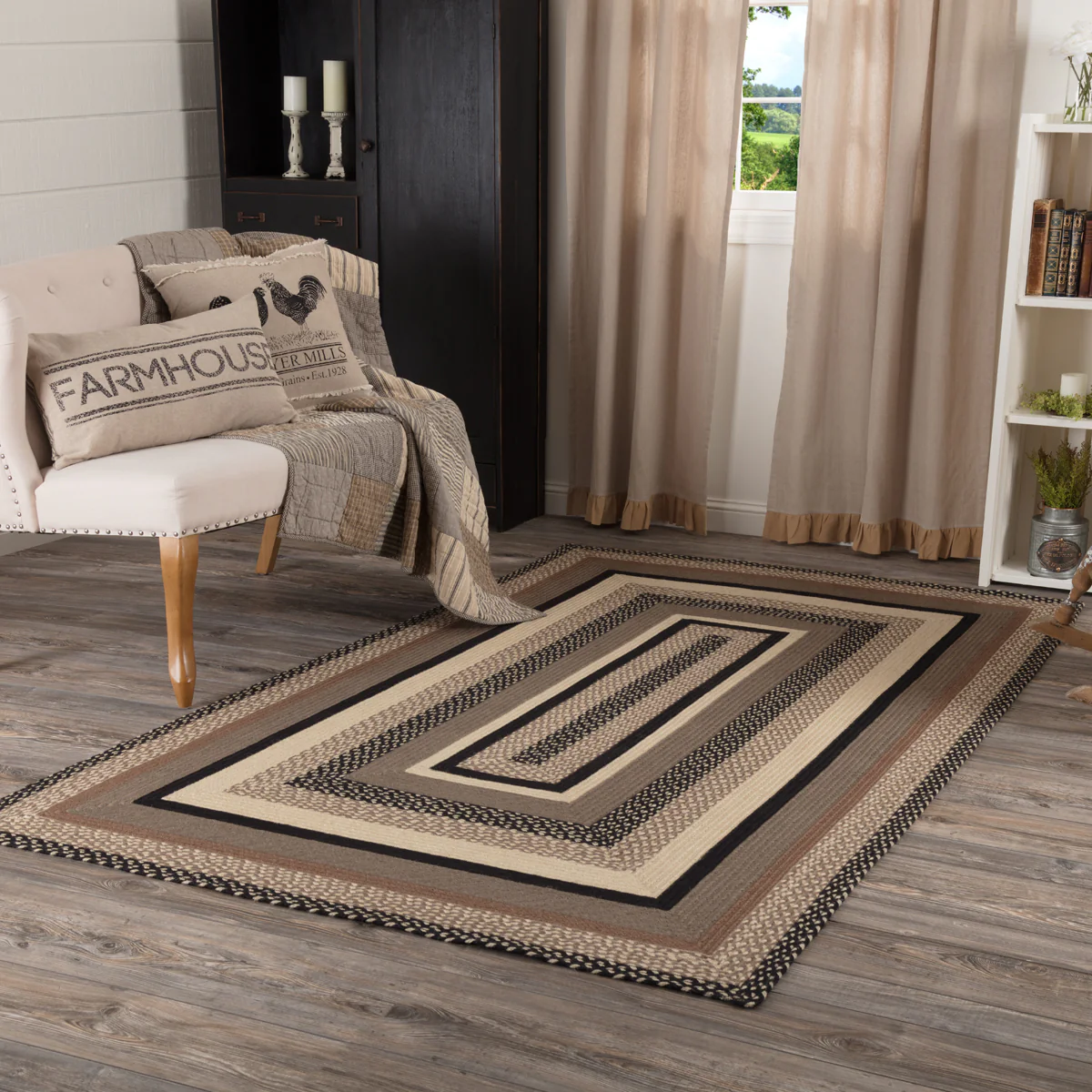 Farmstead Charcoal Collection Braided Rugs - Rectangle - Image 3