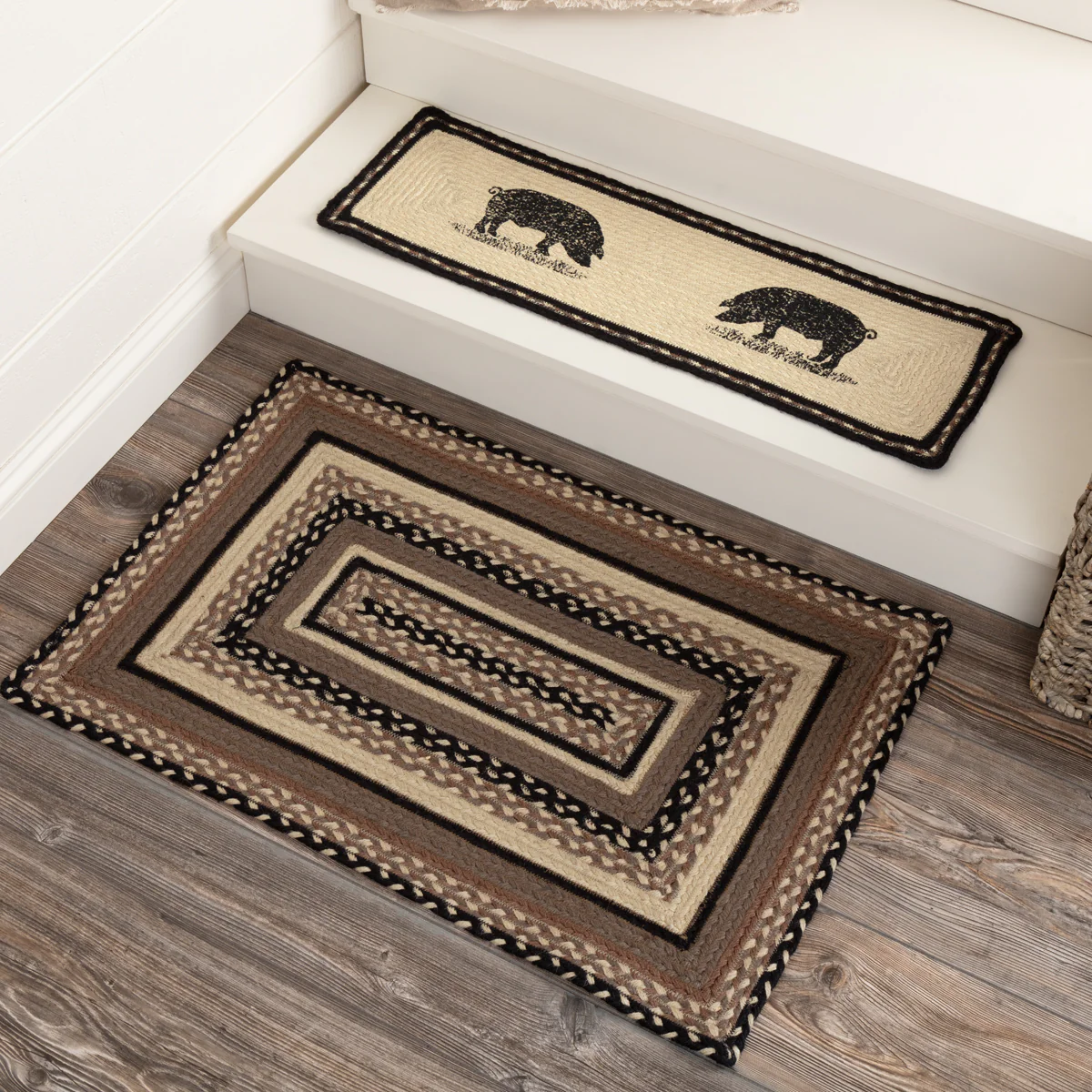 Farmstead Charcoal Collection Braided Rugs - Rectangle - Image 5