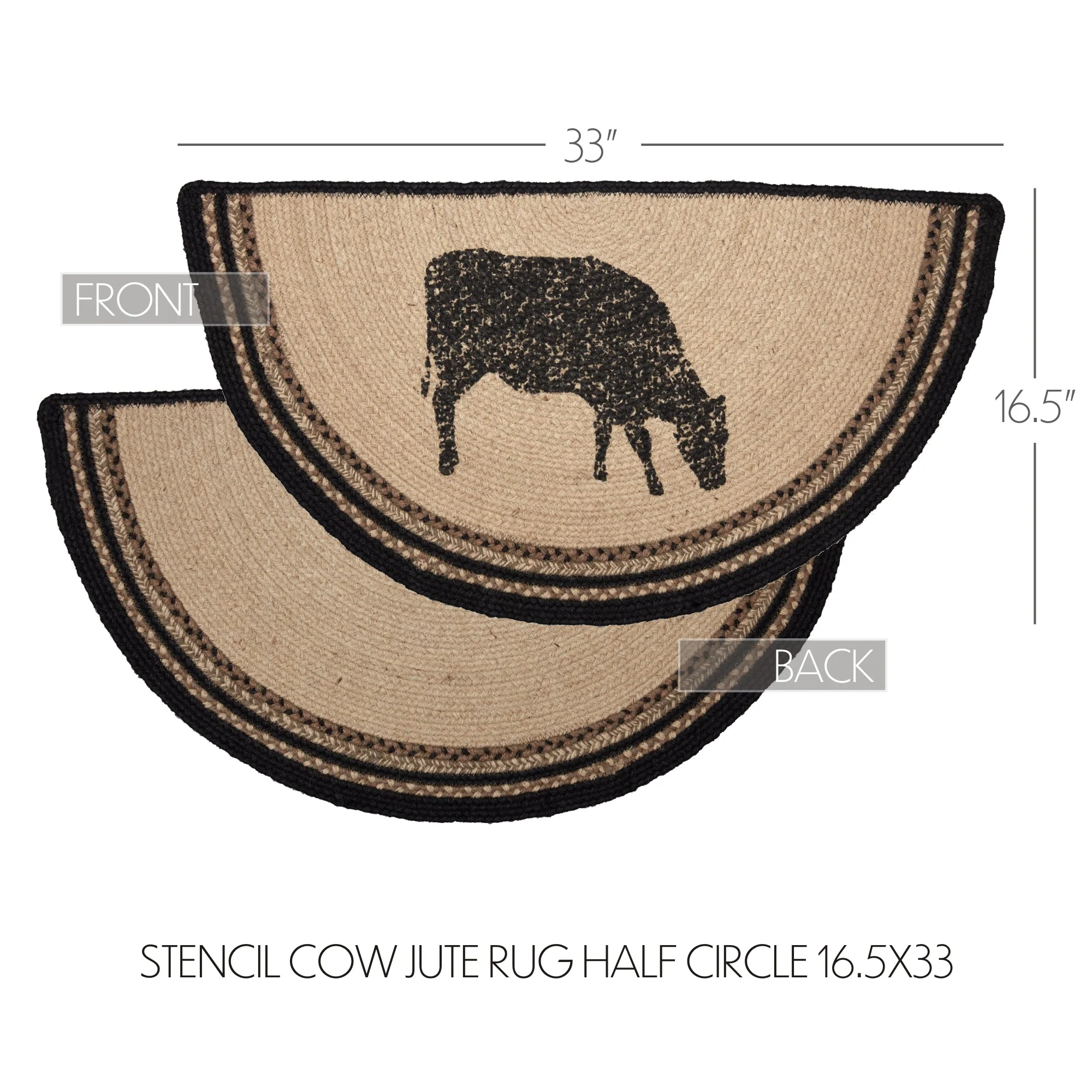 Farmstead Charcoal Cow Braided Half Circle Rug - Image 4