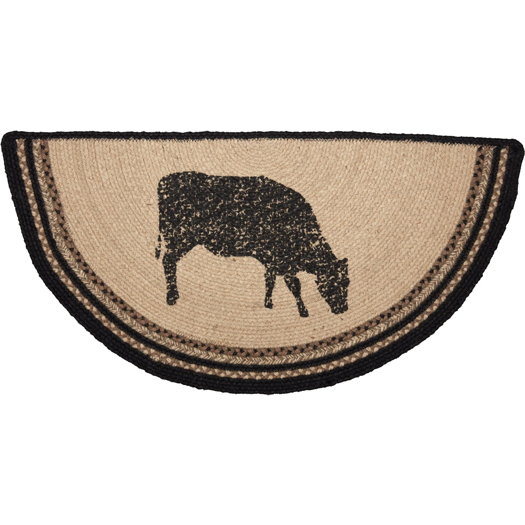 Farmstead Charcoal Cow Braided Half Circle Rug - Image 8