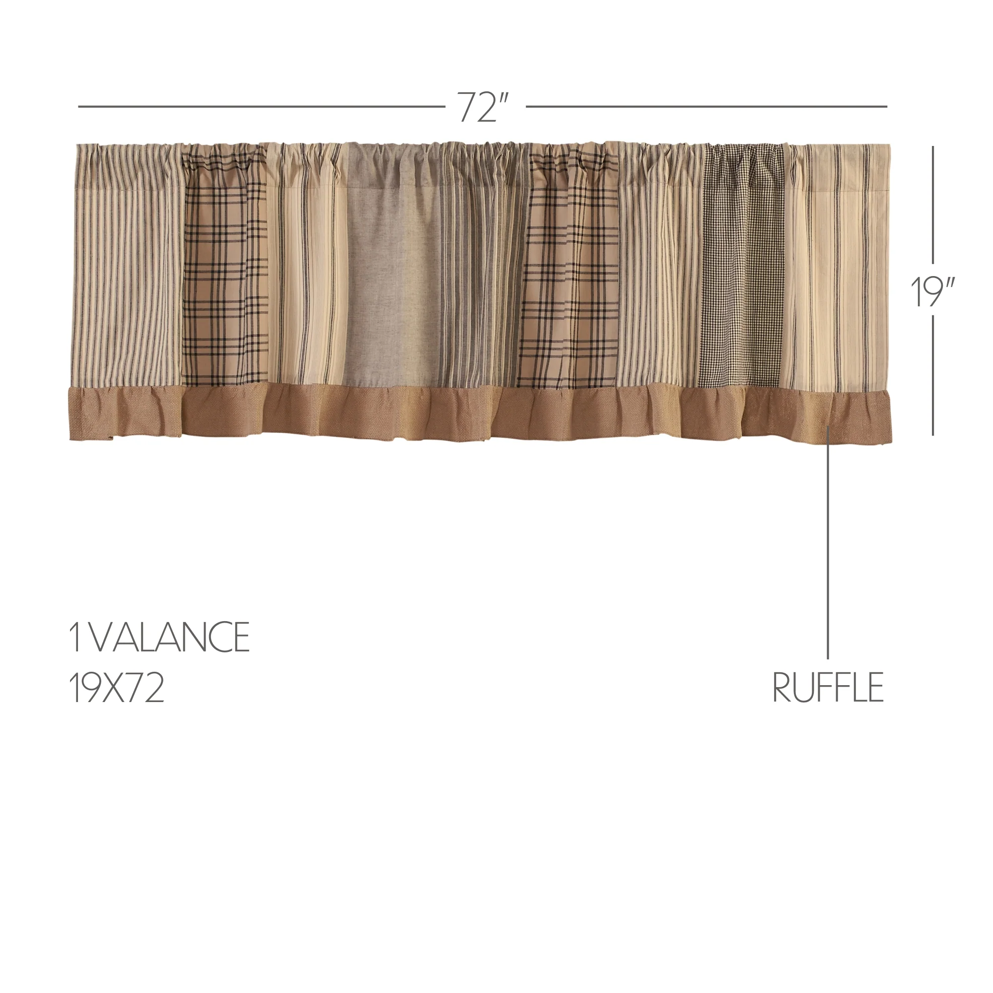 Farmstead Charcoal Patchwork Farmhouse Valance - Image 10