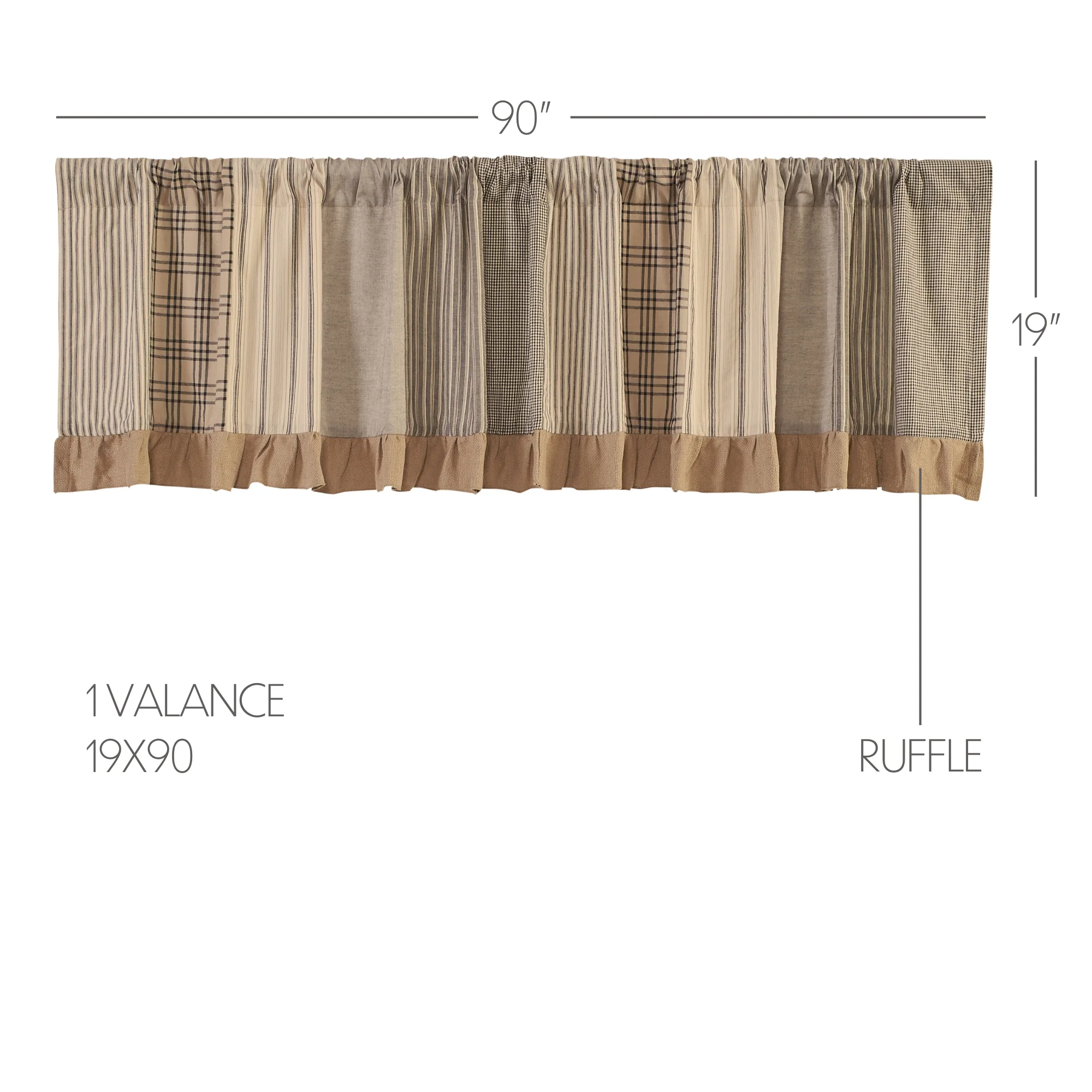 Farmstead Charcoal Patchwork Farmhouse Valance - Image 12
