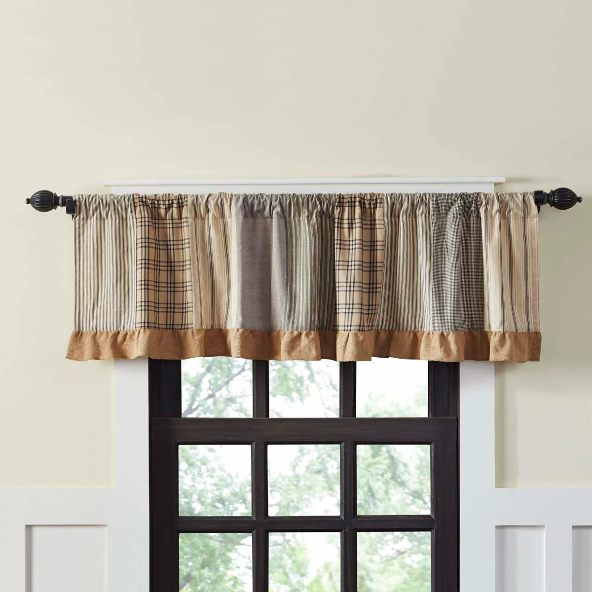 Farmstead Charcoal Patchwork Farmhouse Valance - Image 2