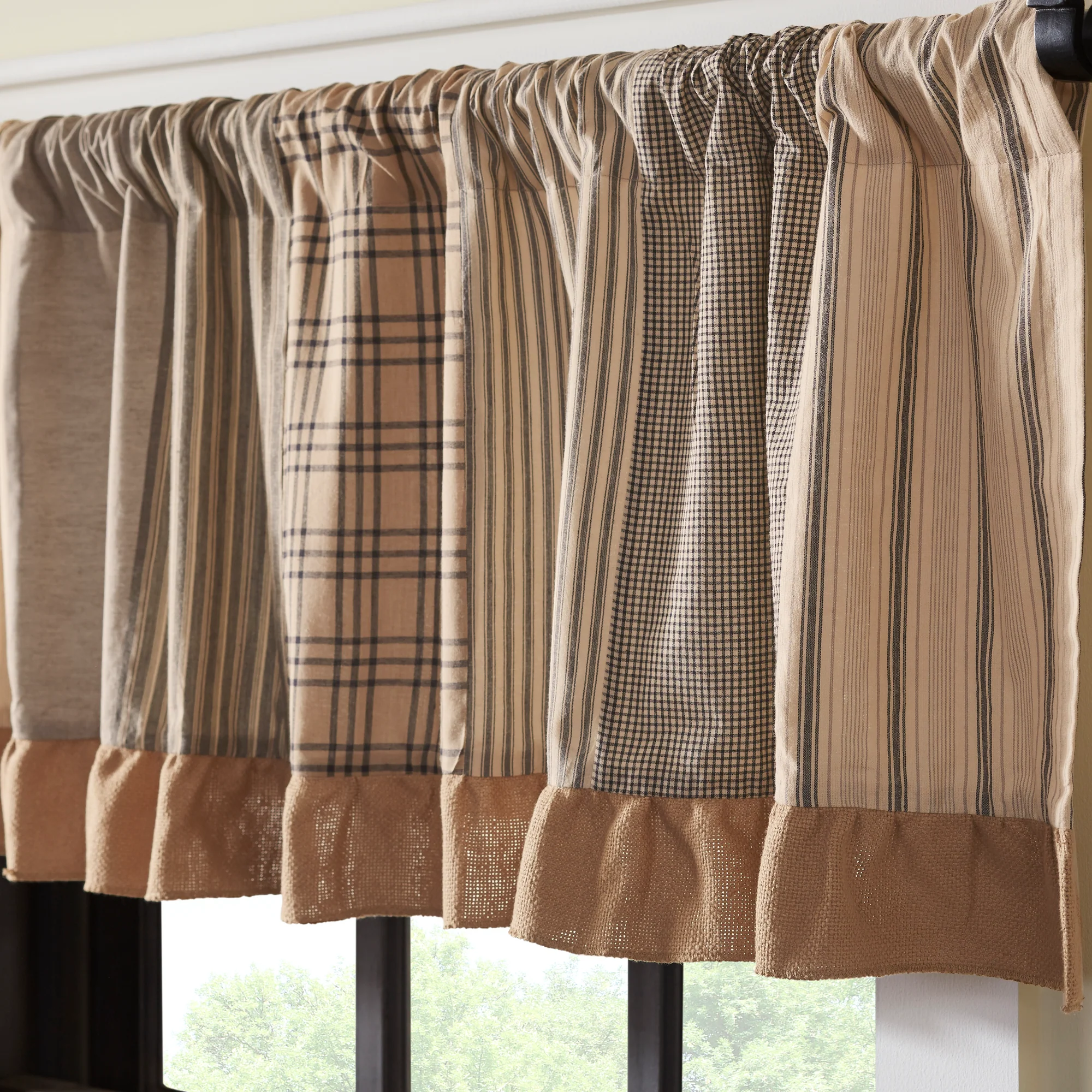 Farmstead Charcoal Patchwork Farmhouse Valance - Image 4