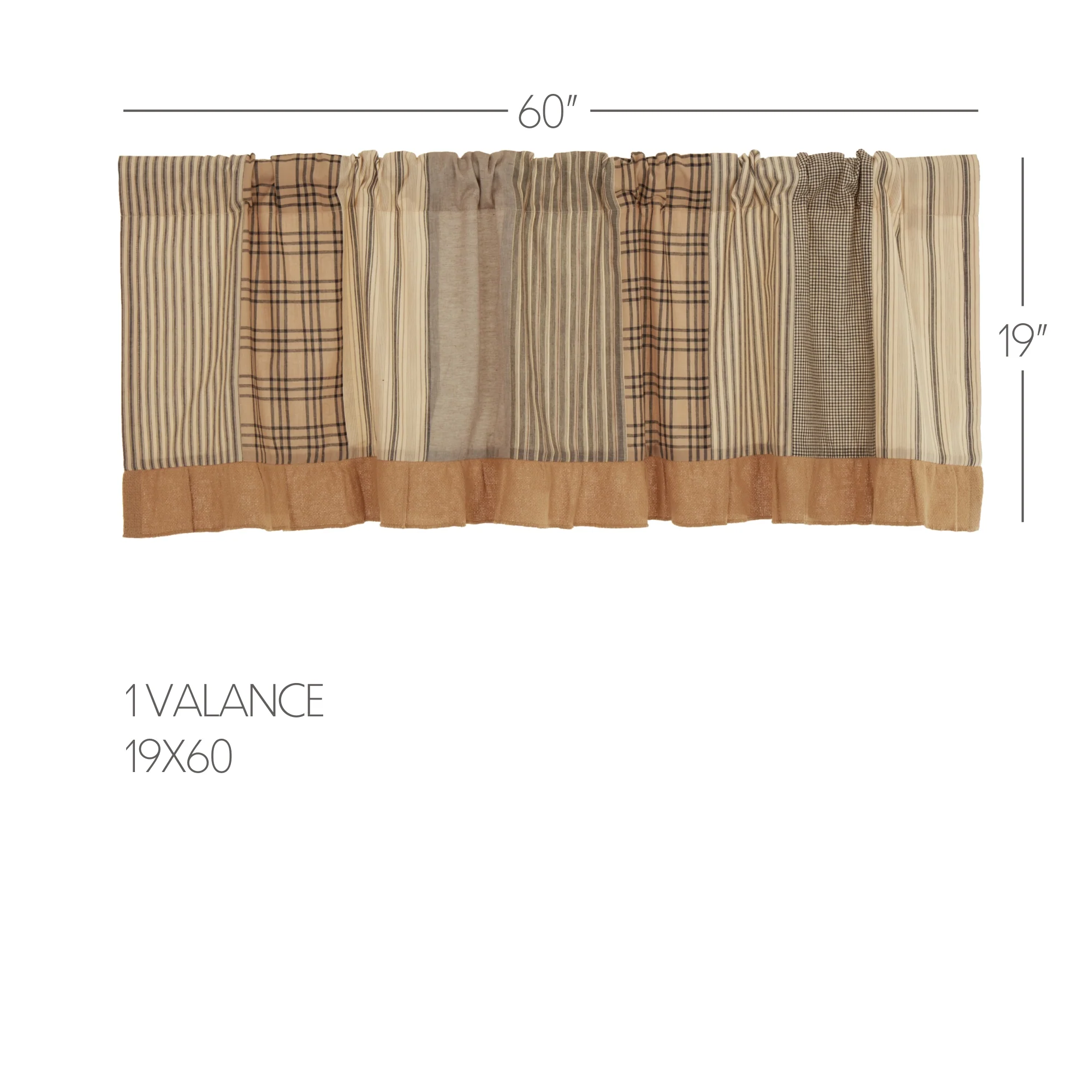 Farmstead Charcoal Patchwork Farmhouse Valance - Image 9