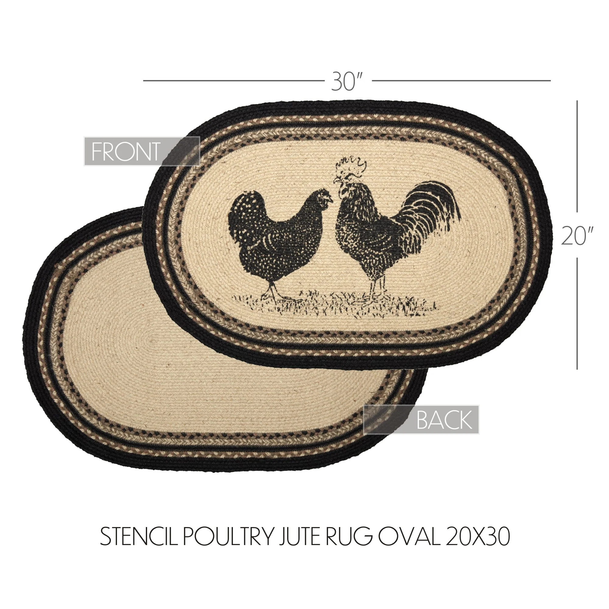 Farmstead Charcoal Poultry Braided Oval Rug - Image 3