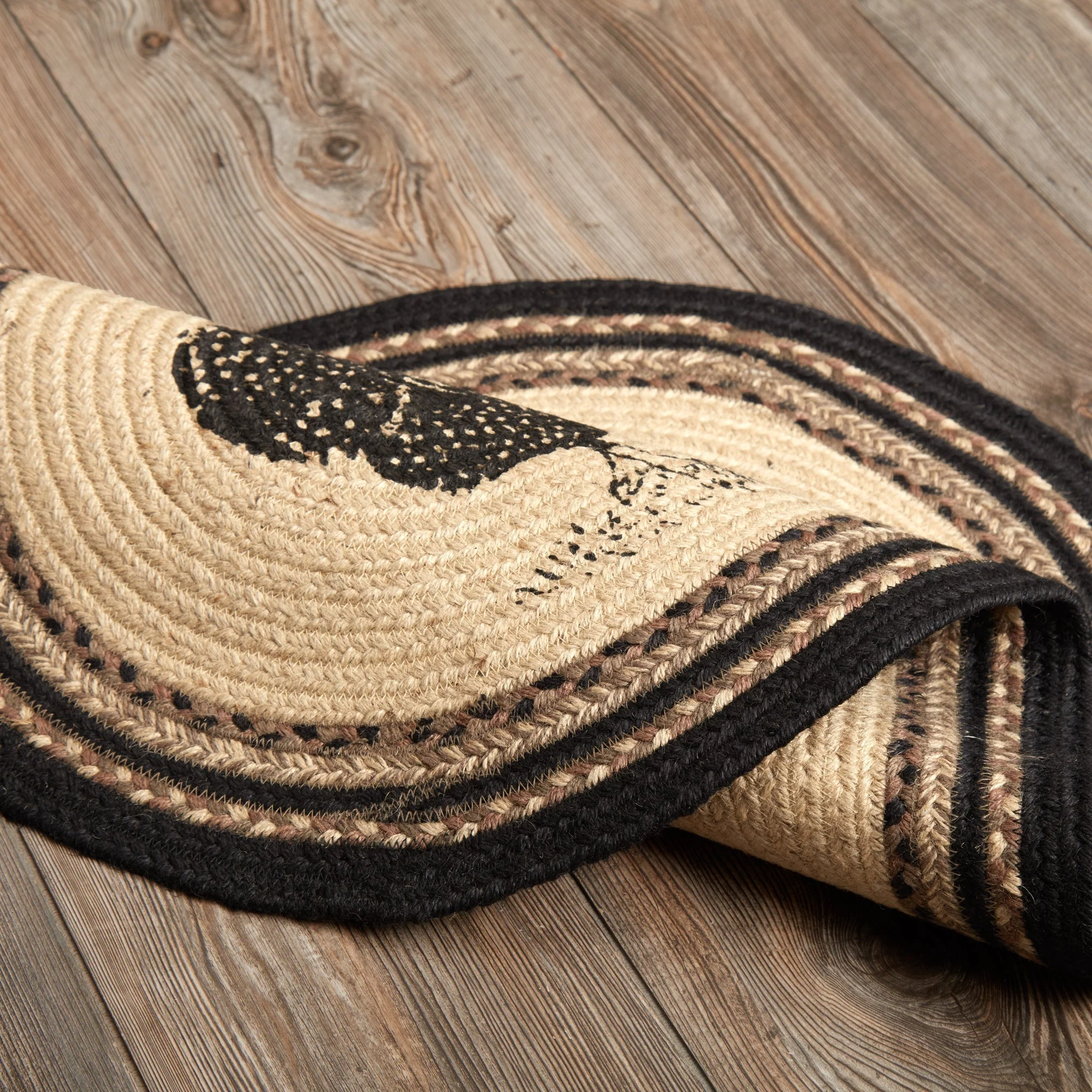 Farmstead Charcoal Poultry Braided Oval Rug - Image 6