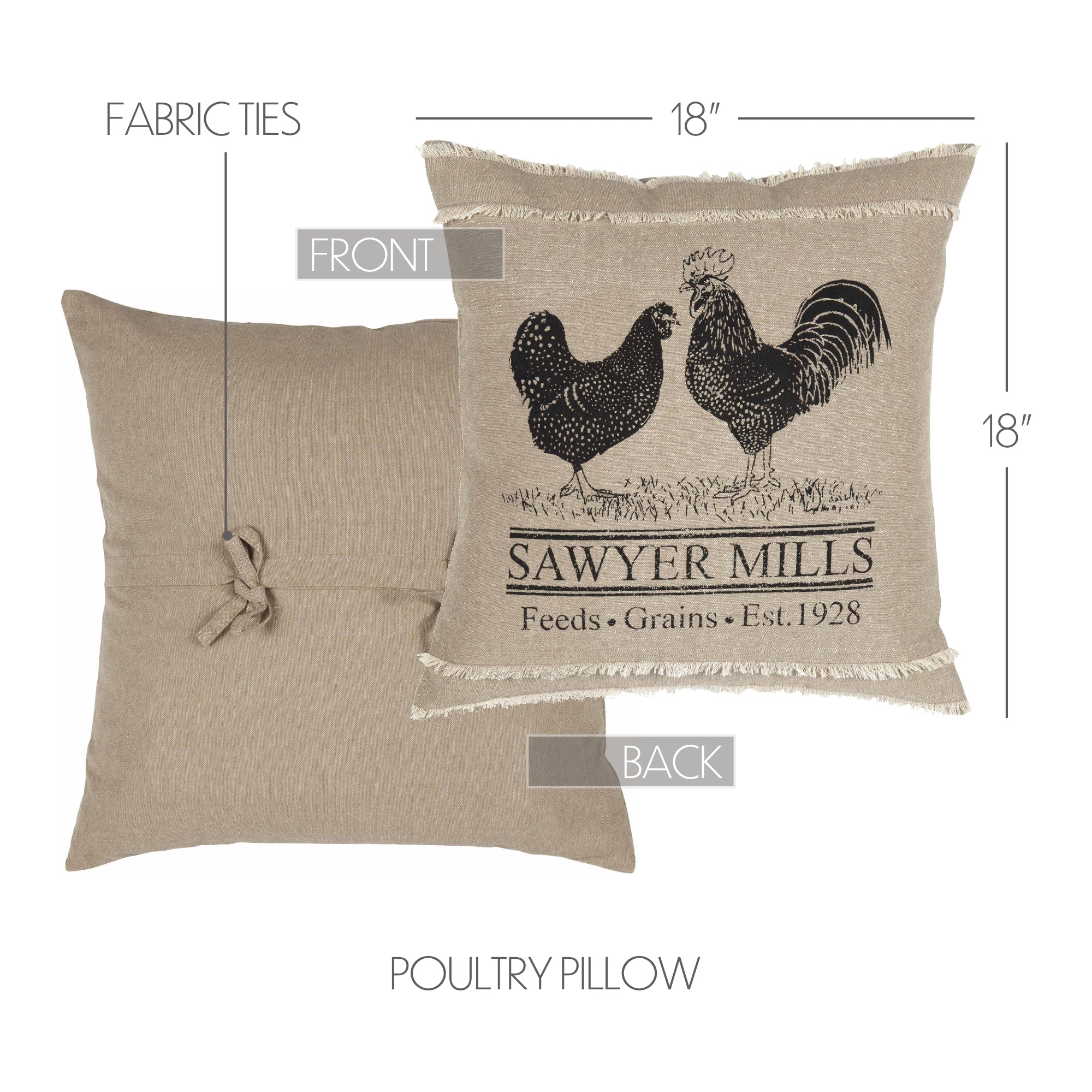 Farmstead Charcoal Poultry Pillow - Image 6