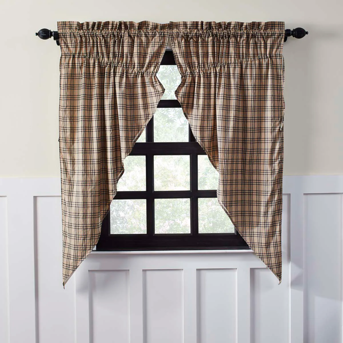 Farmstead Charcoal Plaid Prairie Curtains