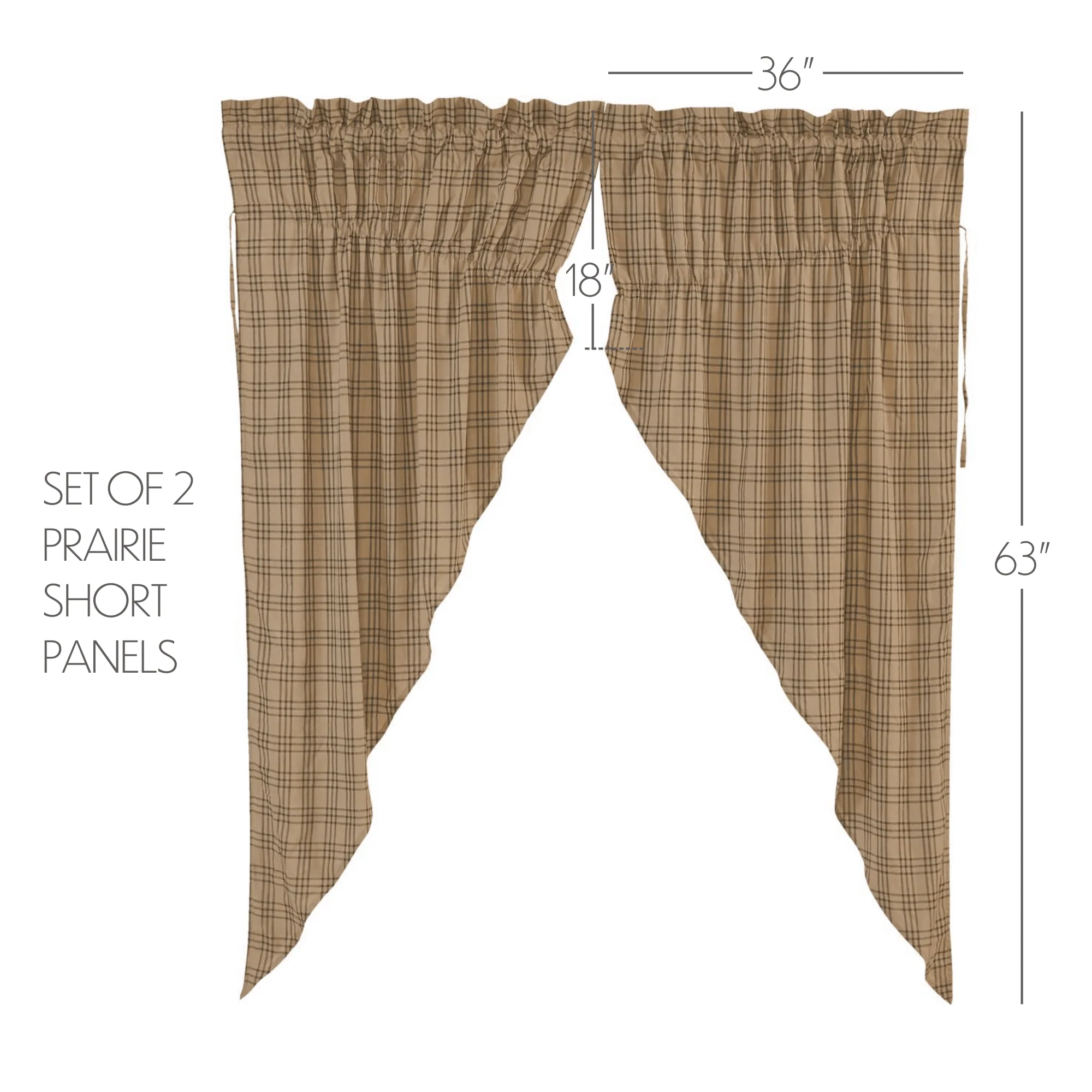 Farmstead Charcoal Plaid Prairie Curtains - Image 2
