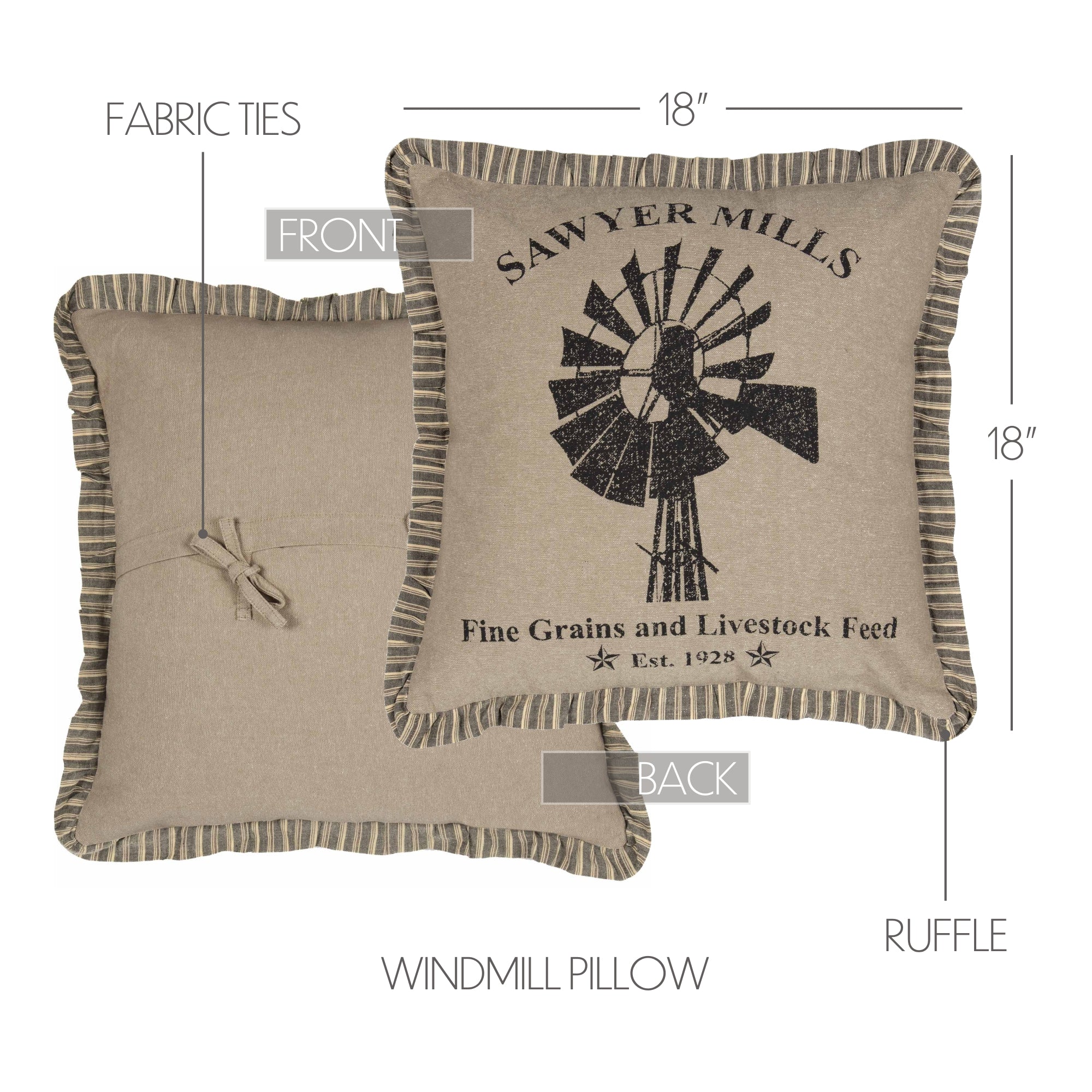 Farmstead Charcoal Windmill Pillow - Image 5