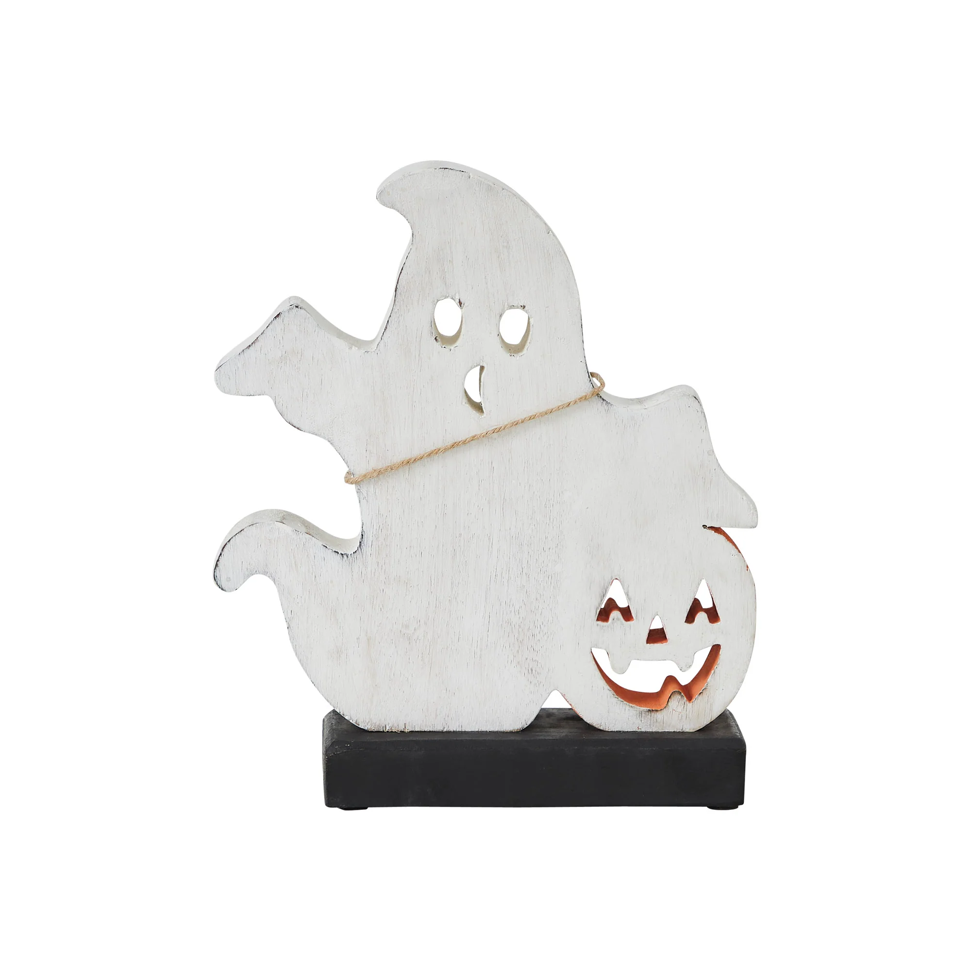 Spooky Jack-O-Lantern Wooden Ghost - Image 3