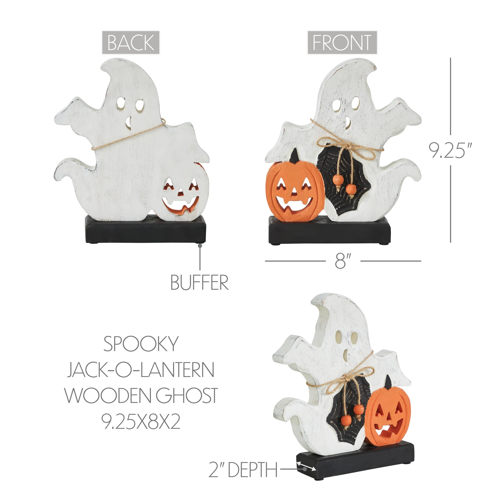 Spooky Jack-O-Lantern Wooden Ghost - Image 5