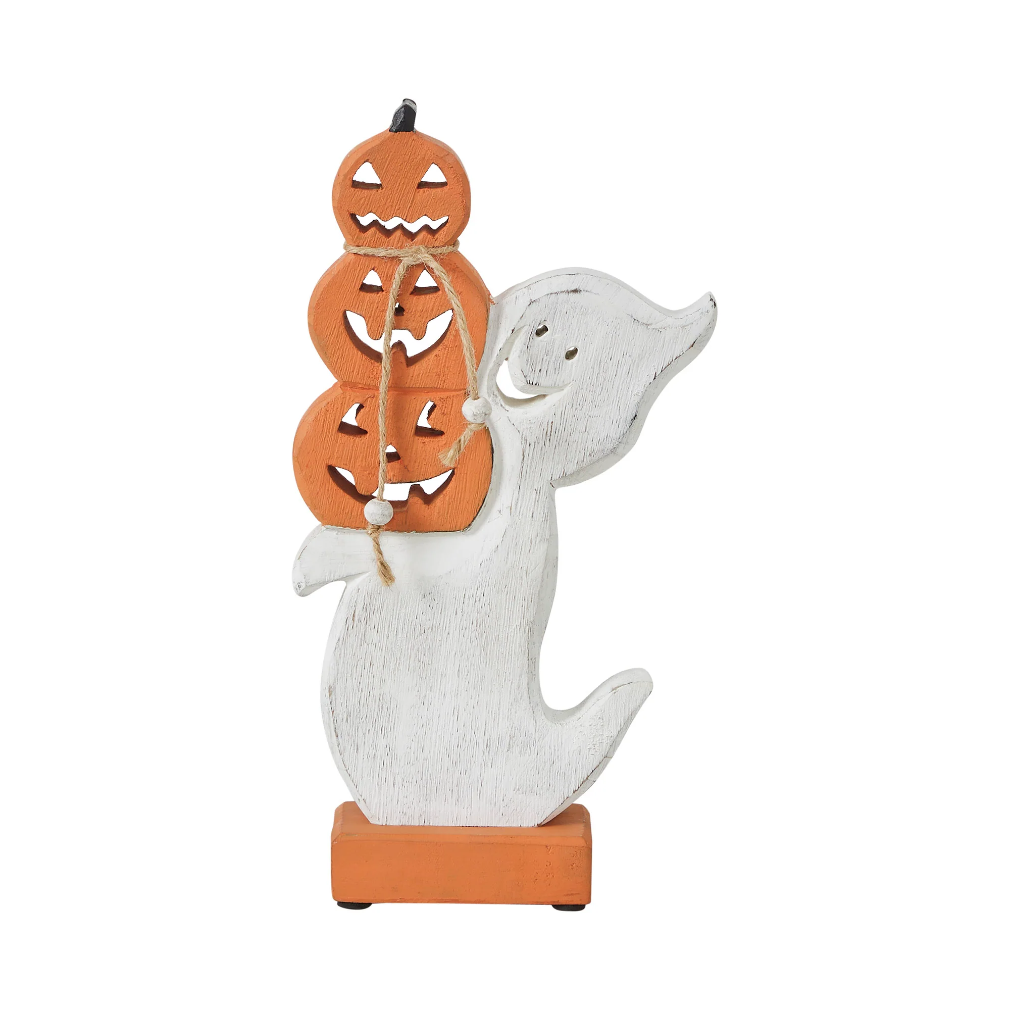 Stacked Jack-O-Lantern Wooden Ghost - Image 4