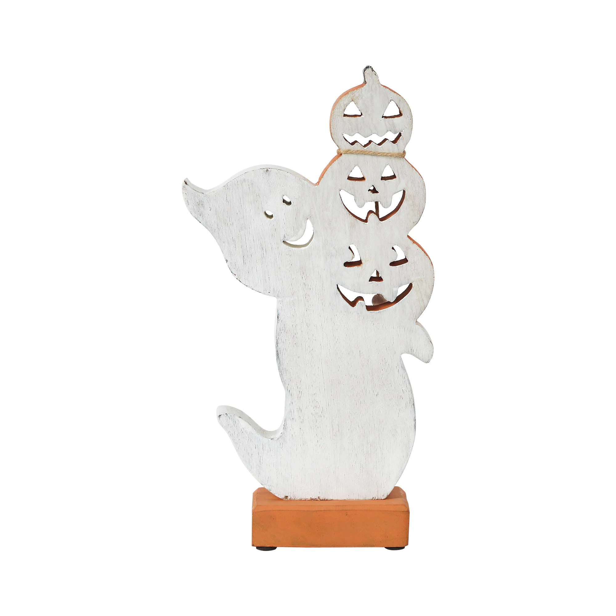 Stacked Jack-O-Lantern Wooden Ghost - Image 6