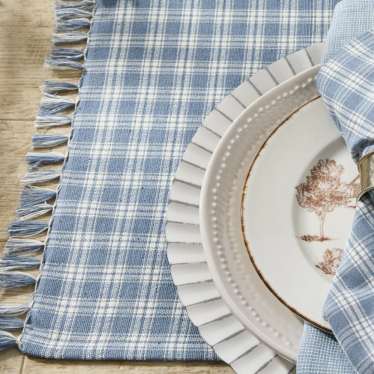 Stanton Dusk Cotton Plaid Table Runner - Image 4