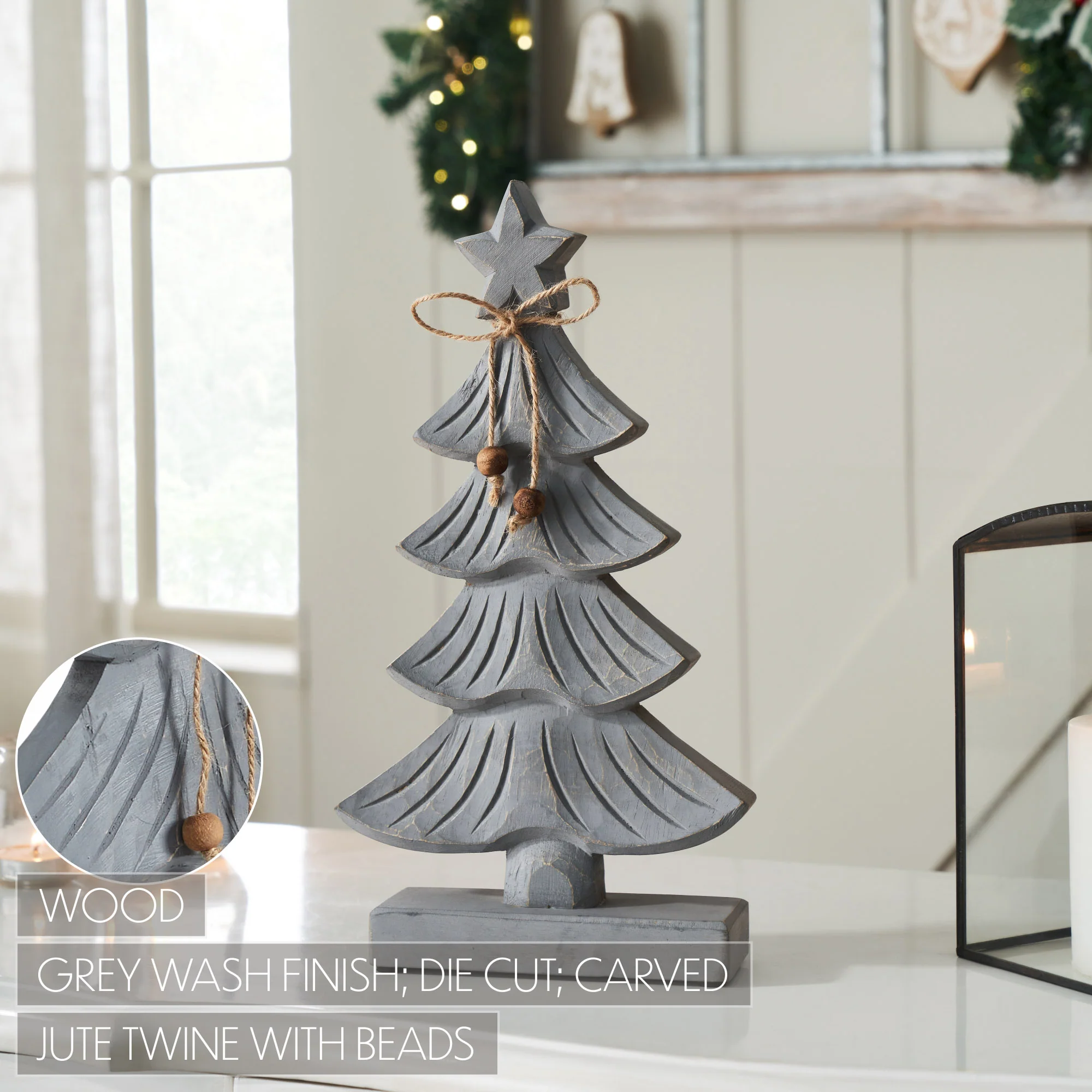Starry Pine Distressed Grey Wooden Tree - Image 12
