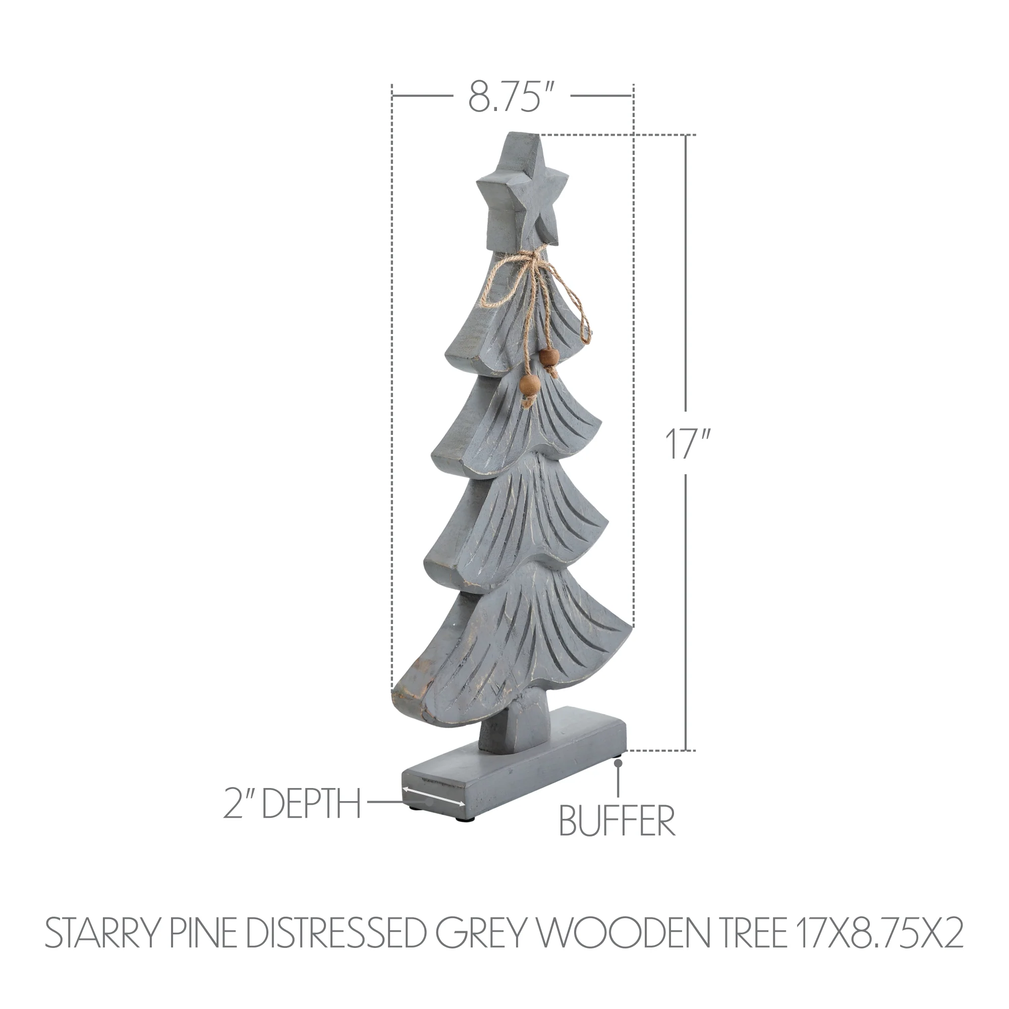 Starry Pine Distressed Grey Wooden Tree - Image 5